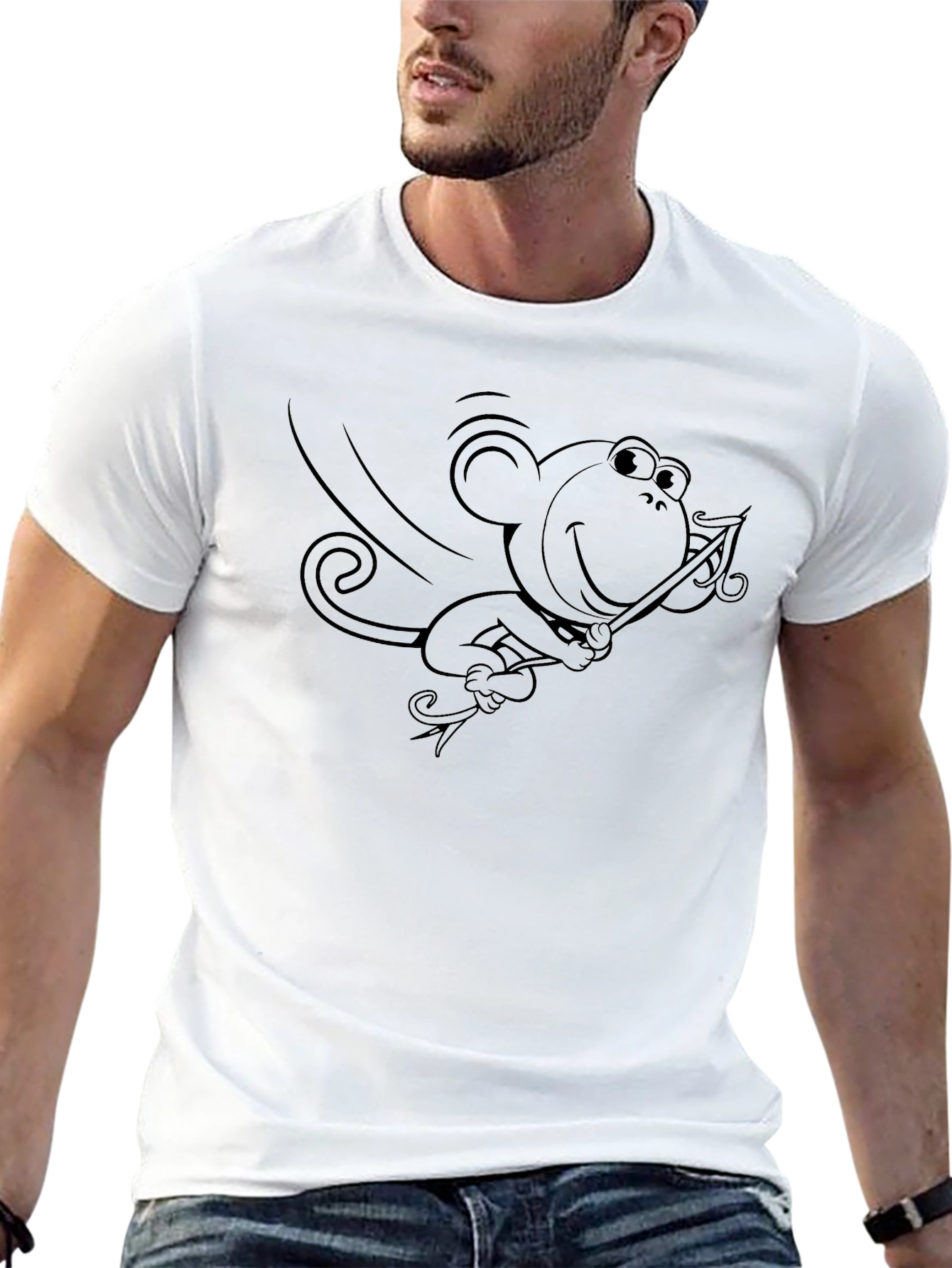 Monkey Rider Black Graphic Tee