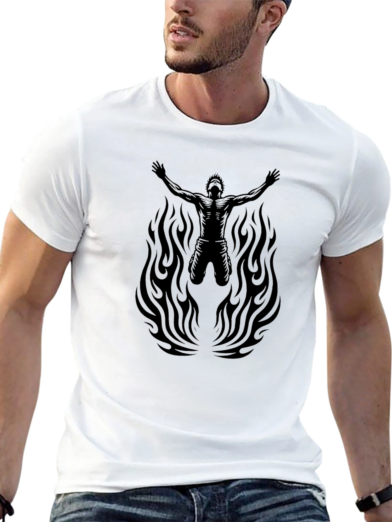 Flaming Prayer Graphic Tee - Black