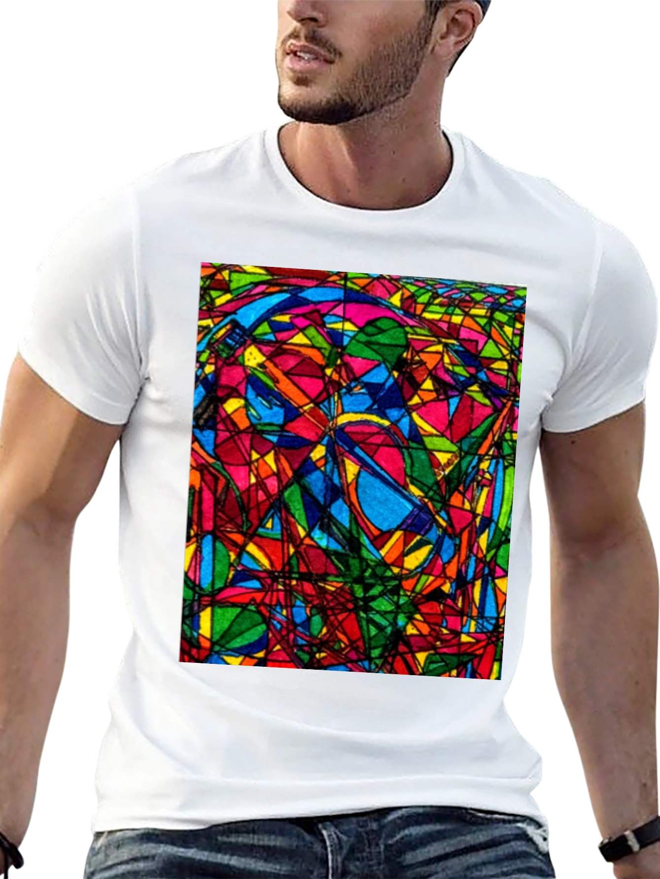 Abstract Geometric Art Print Black T-Shirt