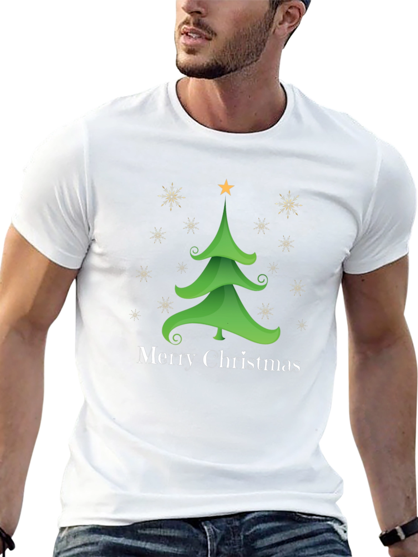 Festive Merry Christmas Tree Graphic Tee