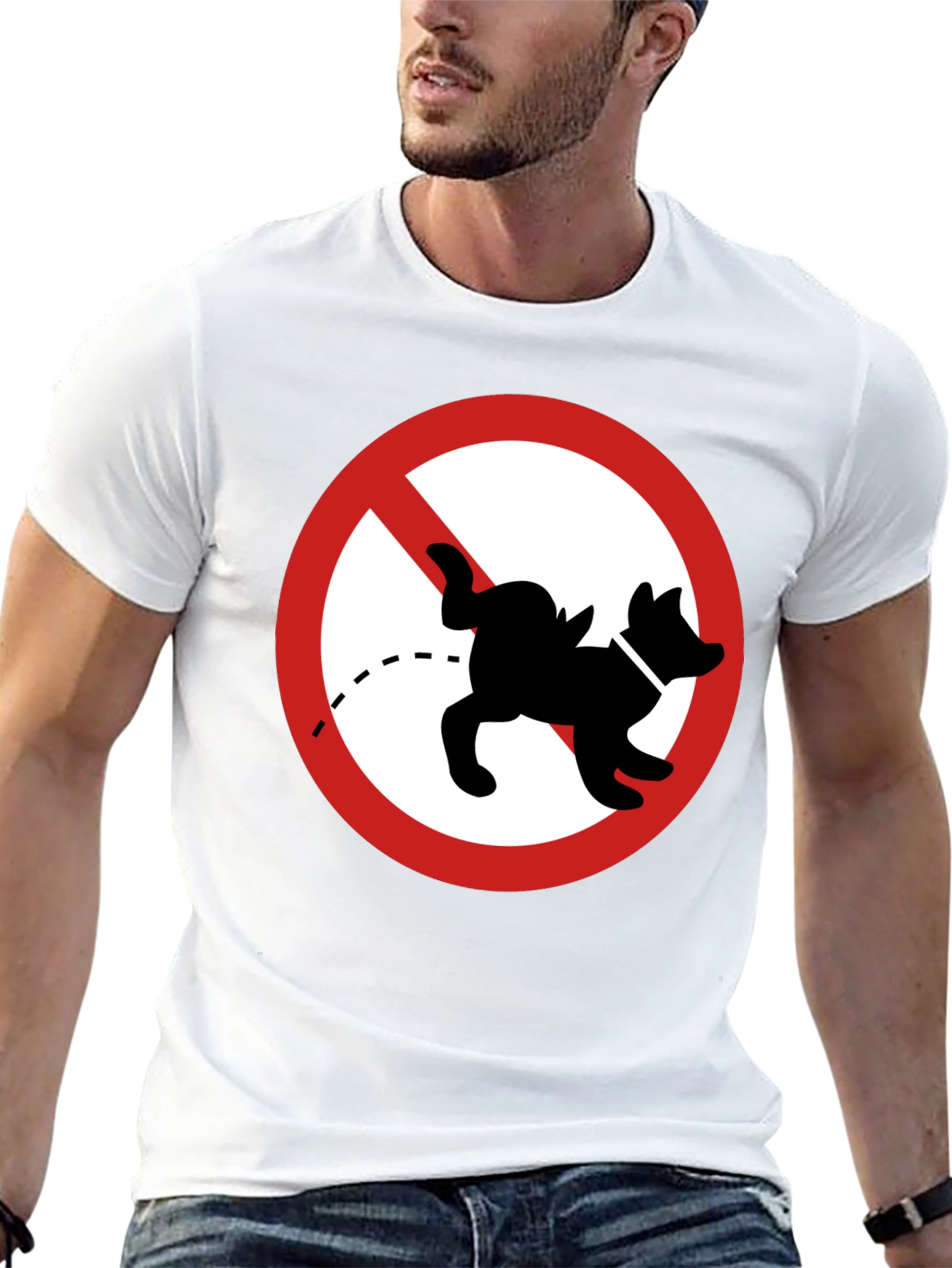 No Dog Peeing Black T-Shirt Funny Novelty Tee
