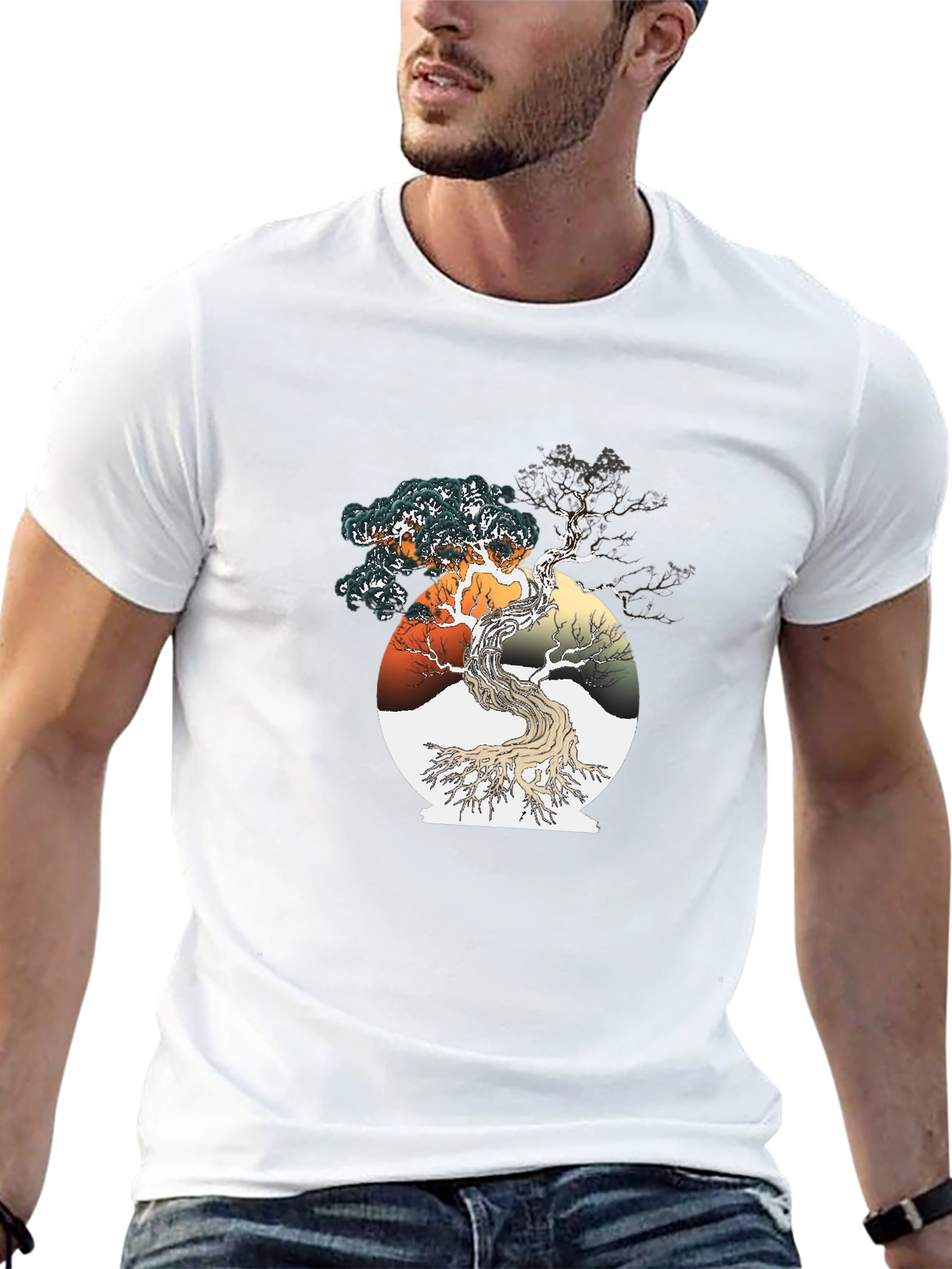 Bonsai Tree Graphic Tee - Artistic Black T-Shirt