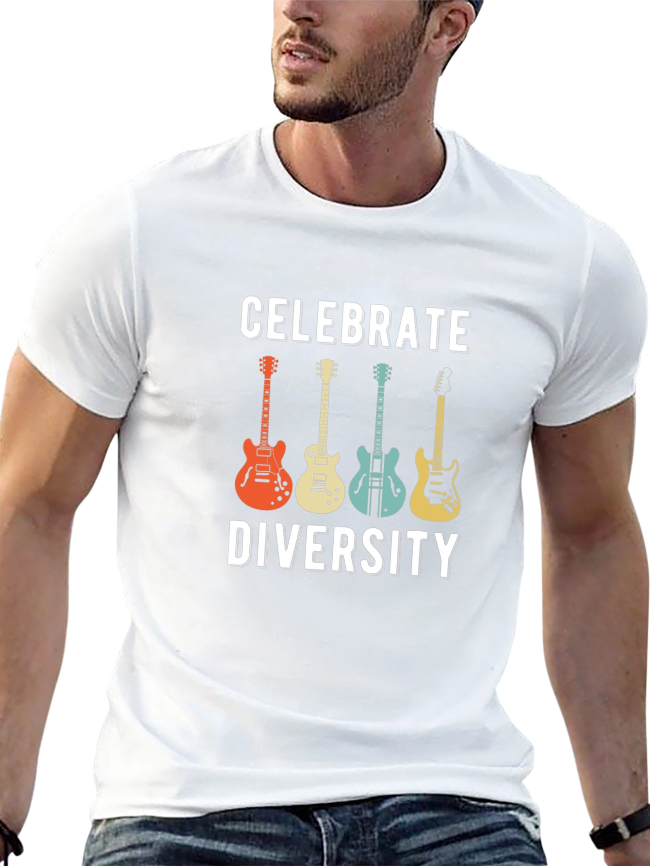Celebrate Diversity Guitar Graphic T-Shirt