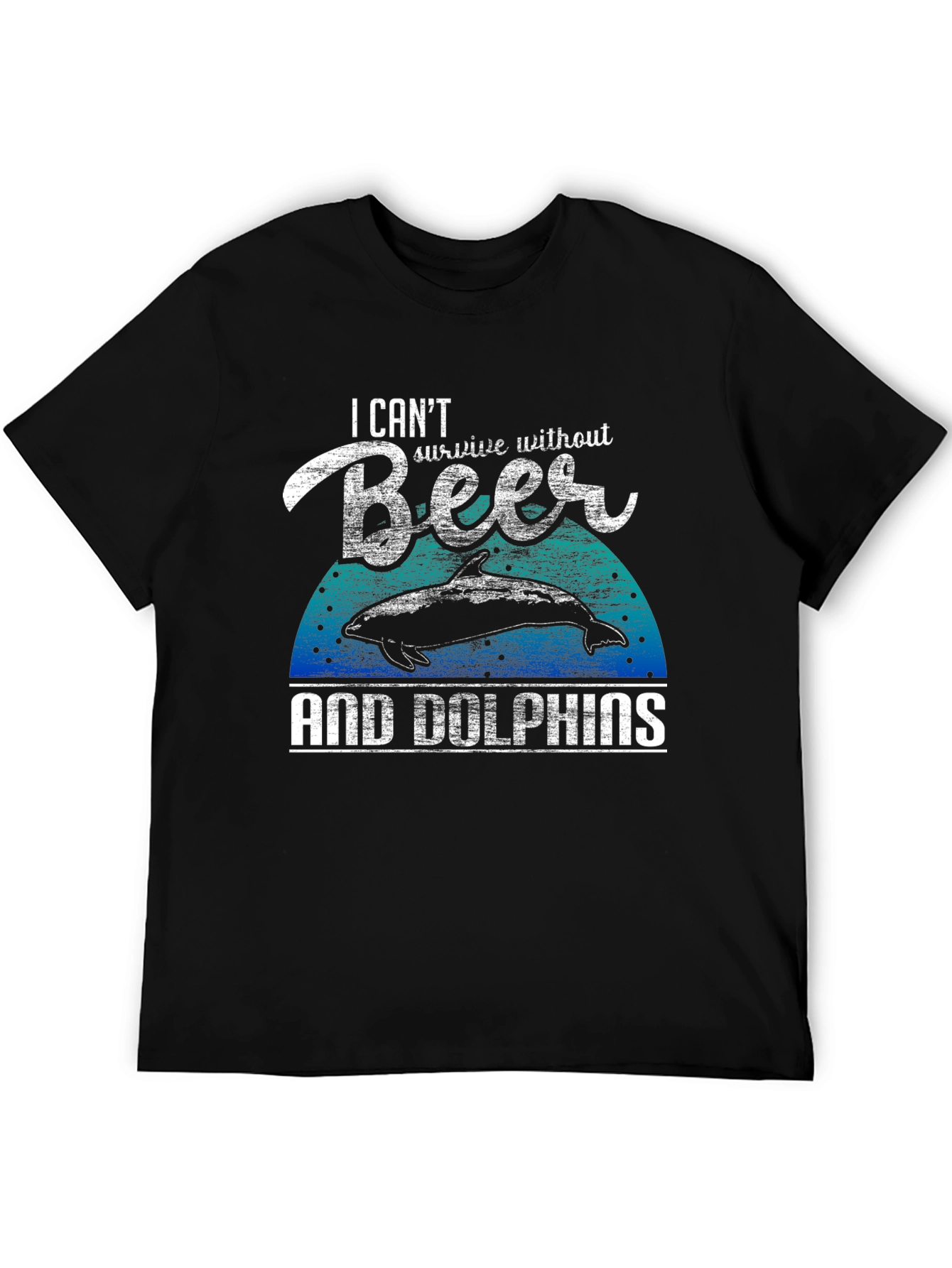 Beer & Dolphins Graphic Tee - Mens Black T-Shirt
