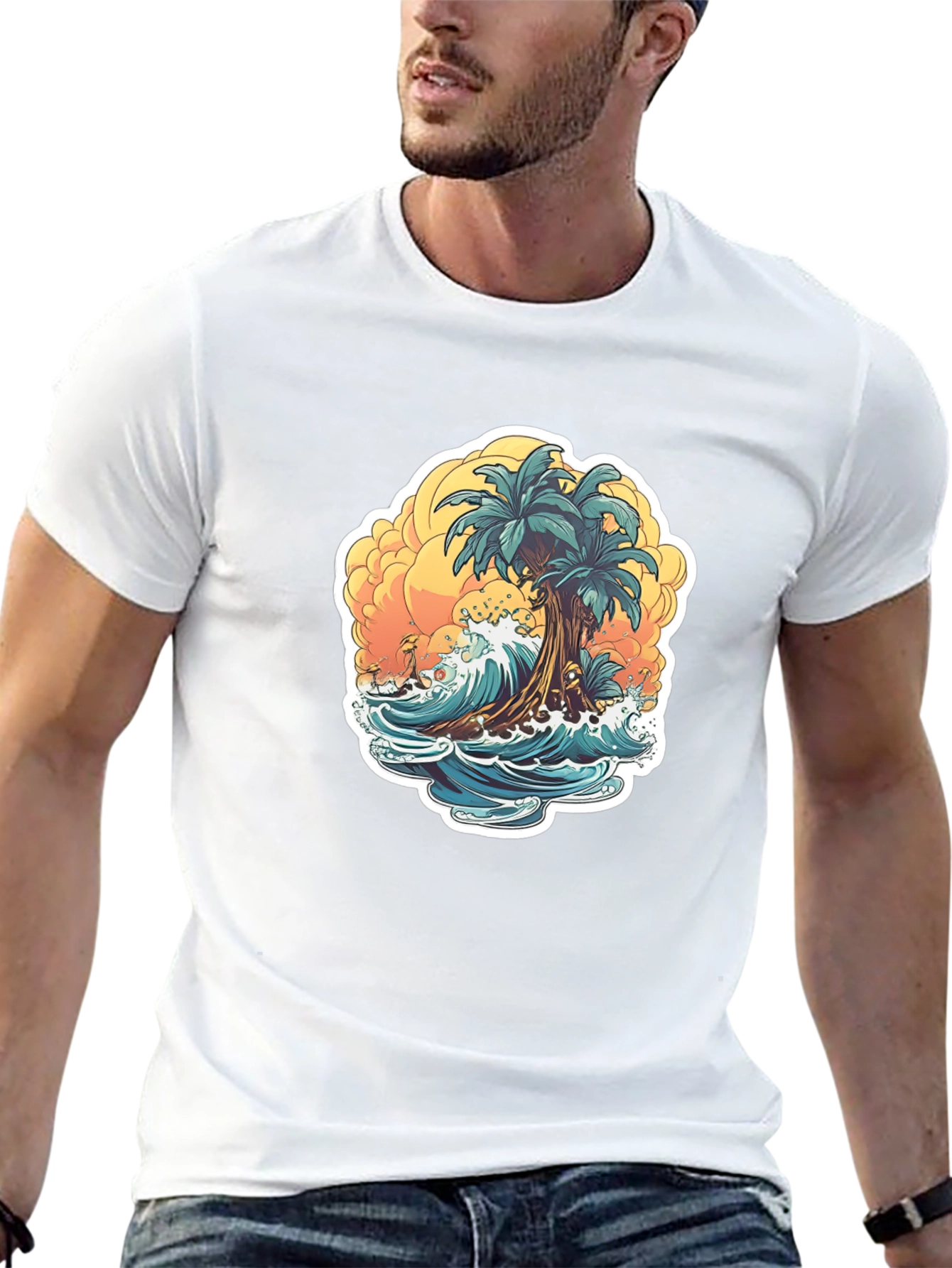Tropical Beach Graphic T-Shirt - Island Vibes