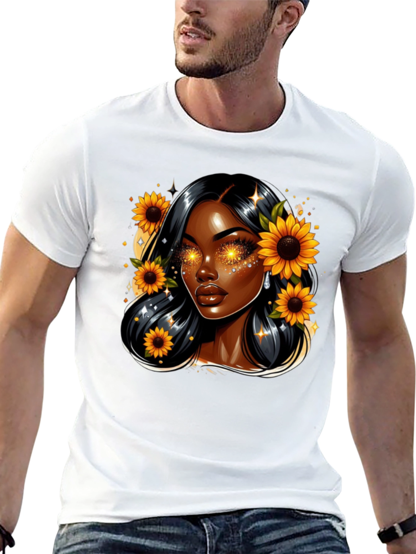Sunflower Goddess Black T-Shirt