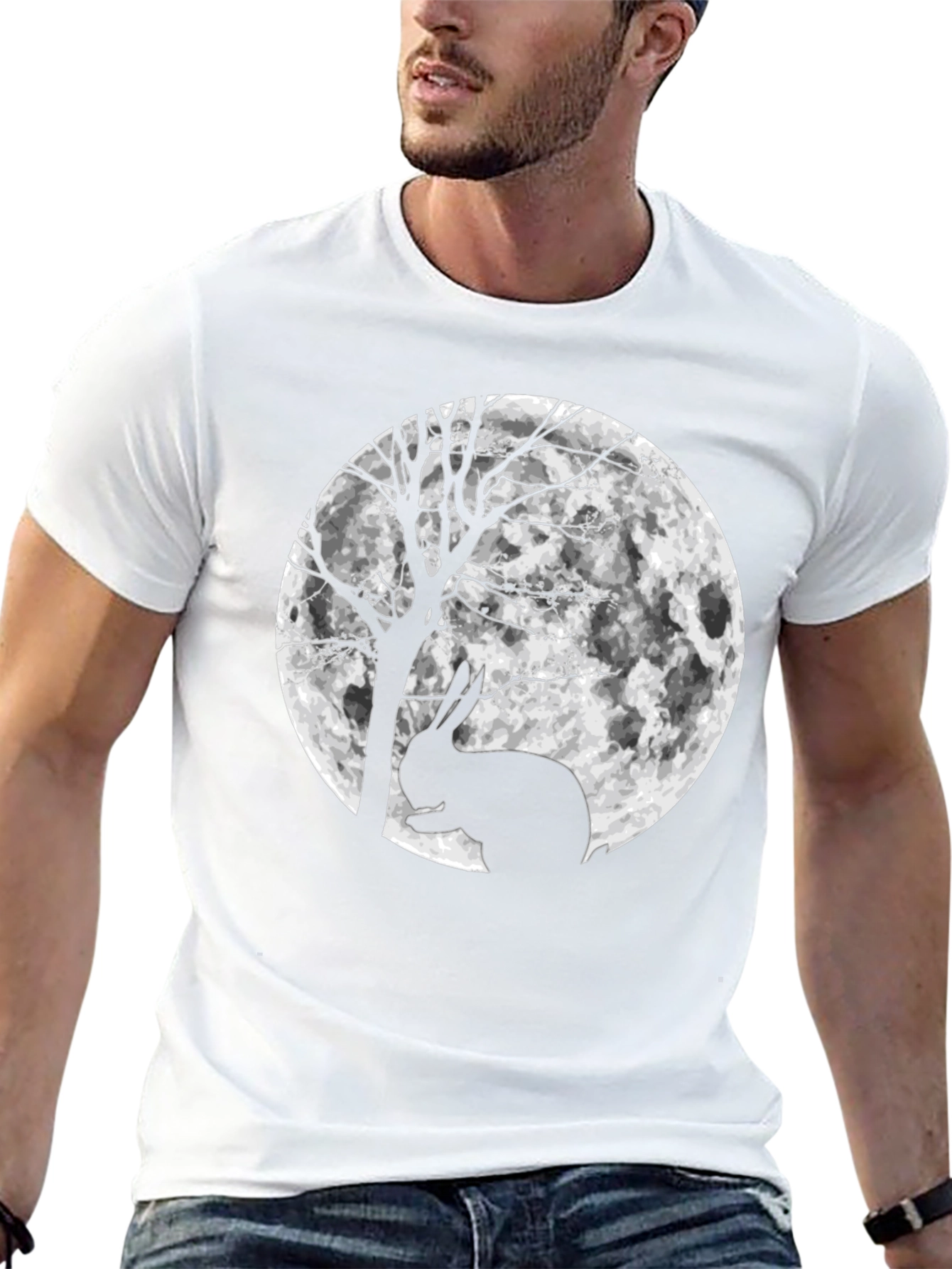 Rabbit Moon Silhouette Graphic T-Shirt