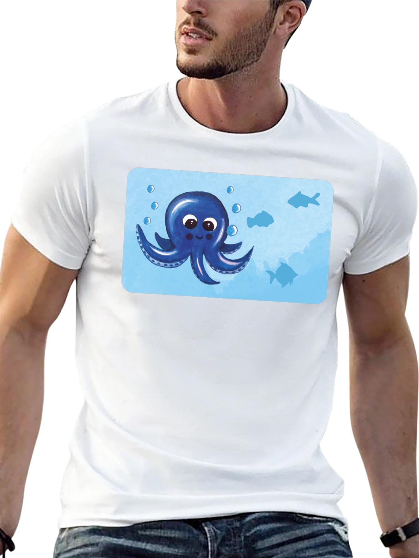 Cute Octopus Graphic T-Shirt - Black