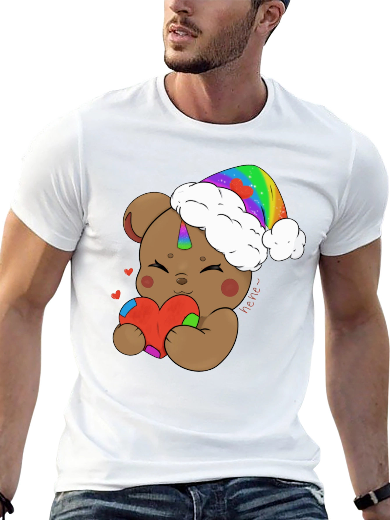 Unicorn Teddy Bear Heart Graphic Tee