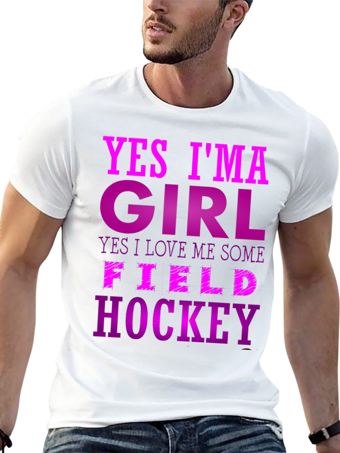 Yes Im A Girl Field Hockey Graphic Tee