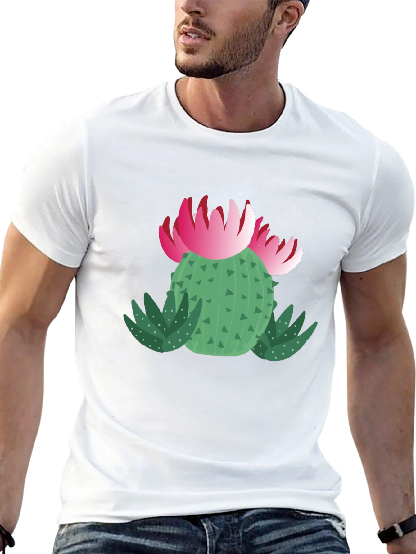 Cactus Flower Graphic T-Shirt - Black Cotton Tee