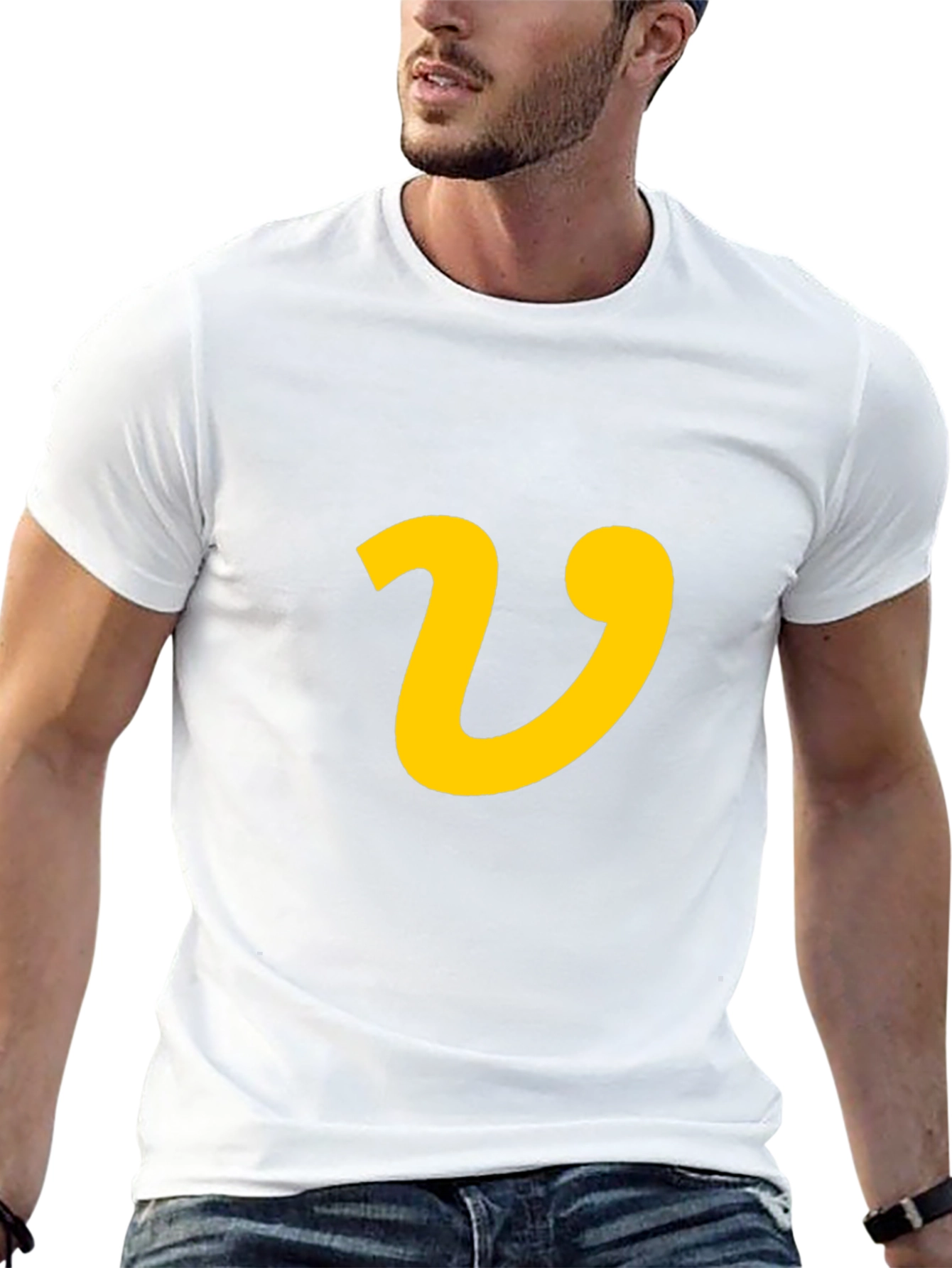 V Graphic Black Tee - Casual Style