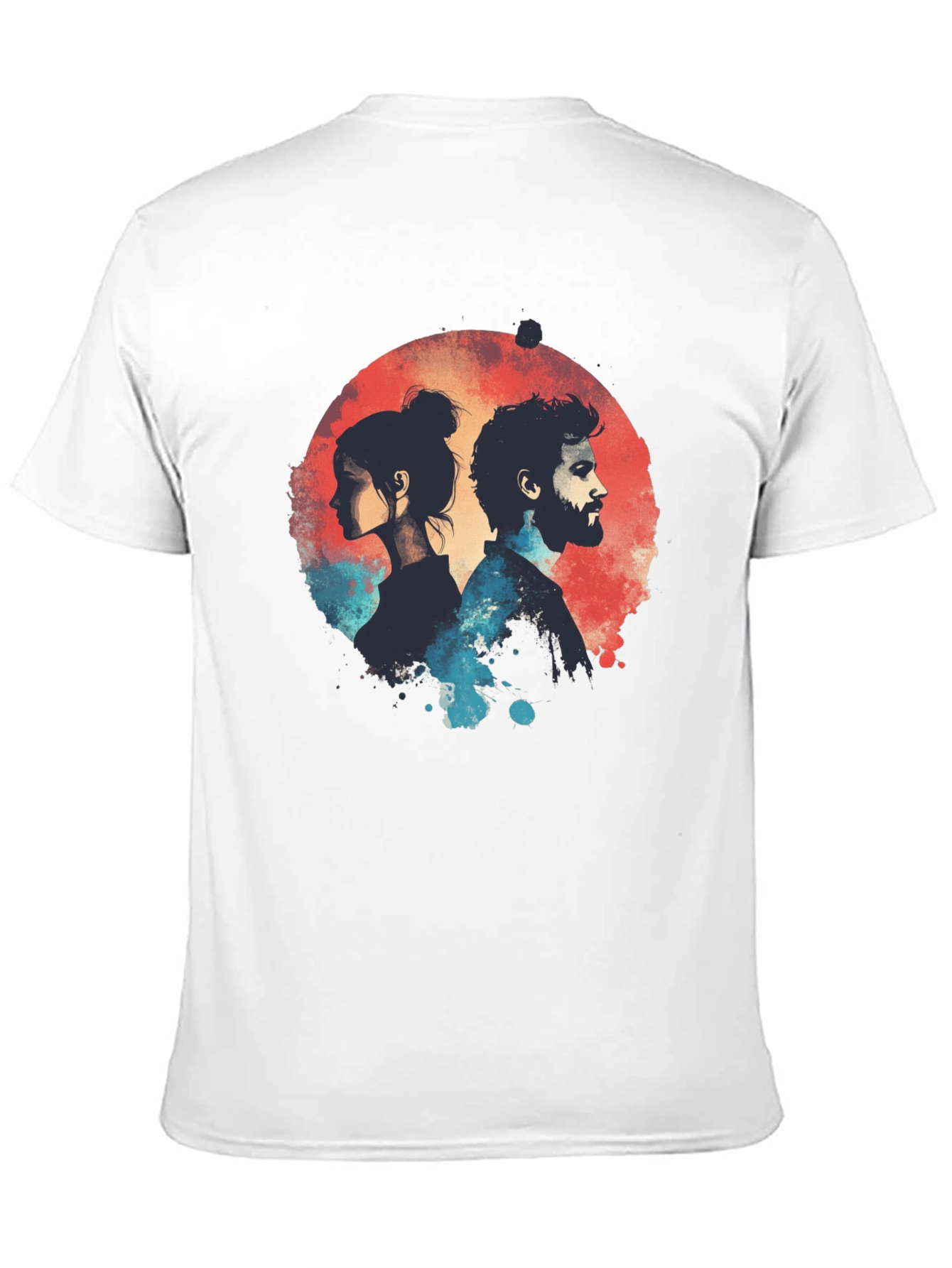 Abstract Couple Graphic Black T-Shirt