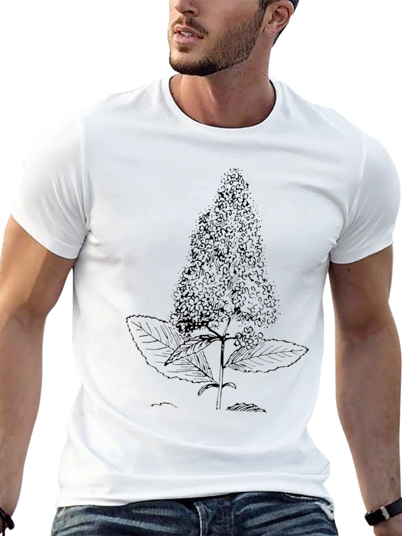 Botanical Sketch Tee - Unisex Black Graphic T-Shirt