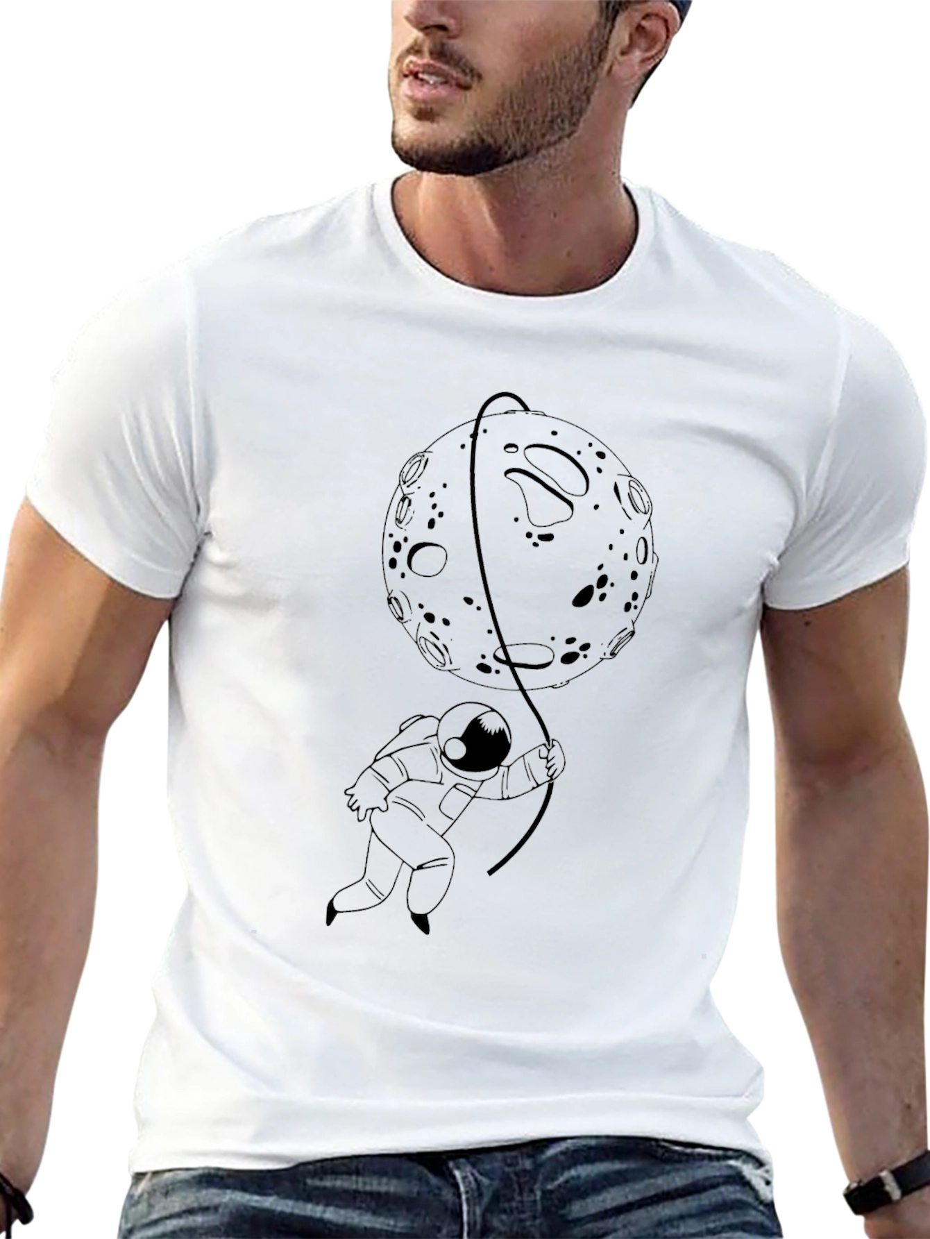 Astronaut Moon T-Shirt - Black