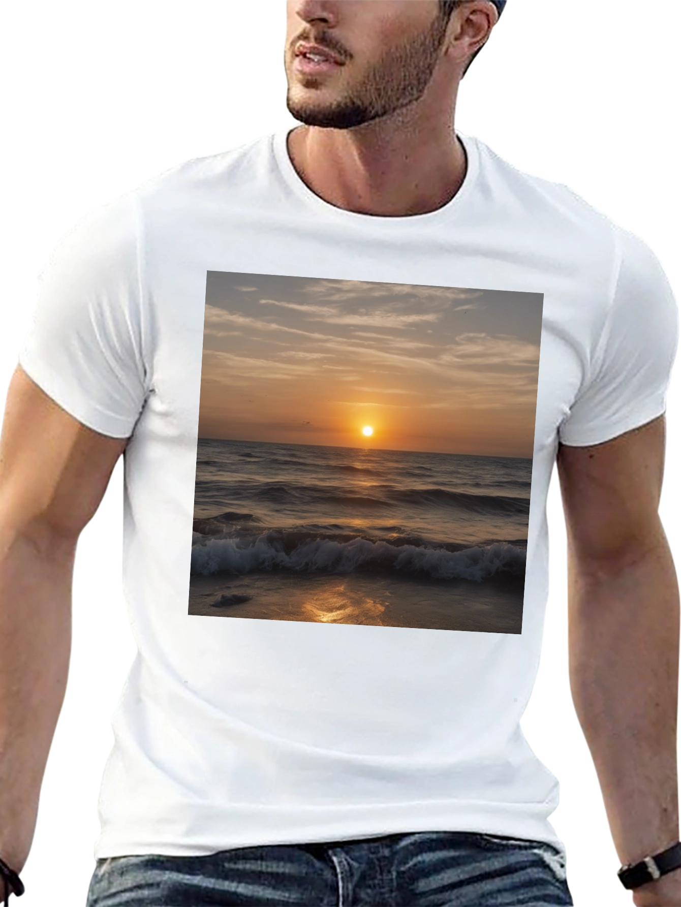 Sunset Waves Black T-Shirt