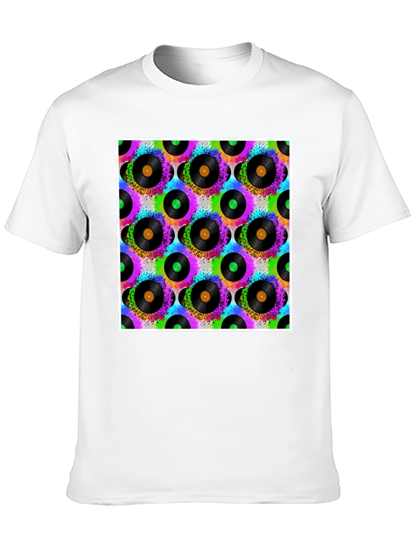 Vinyl Record Pattern T-Shirt