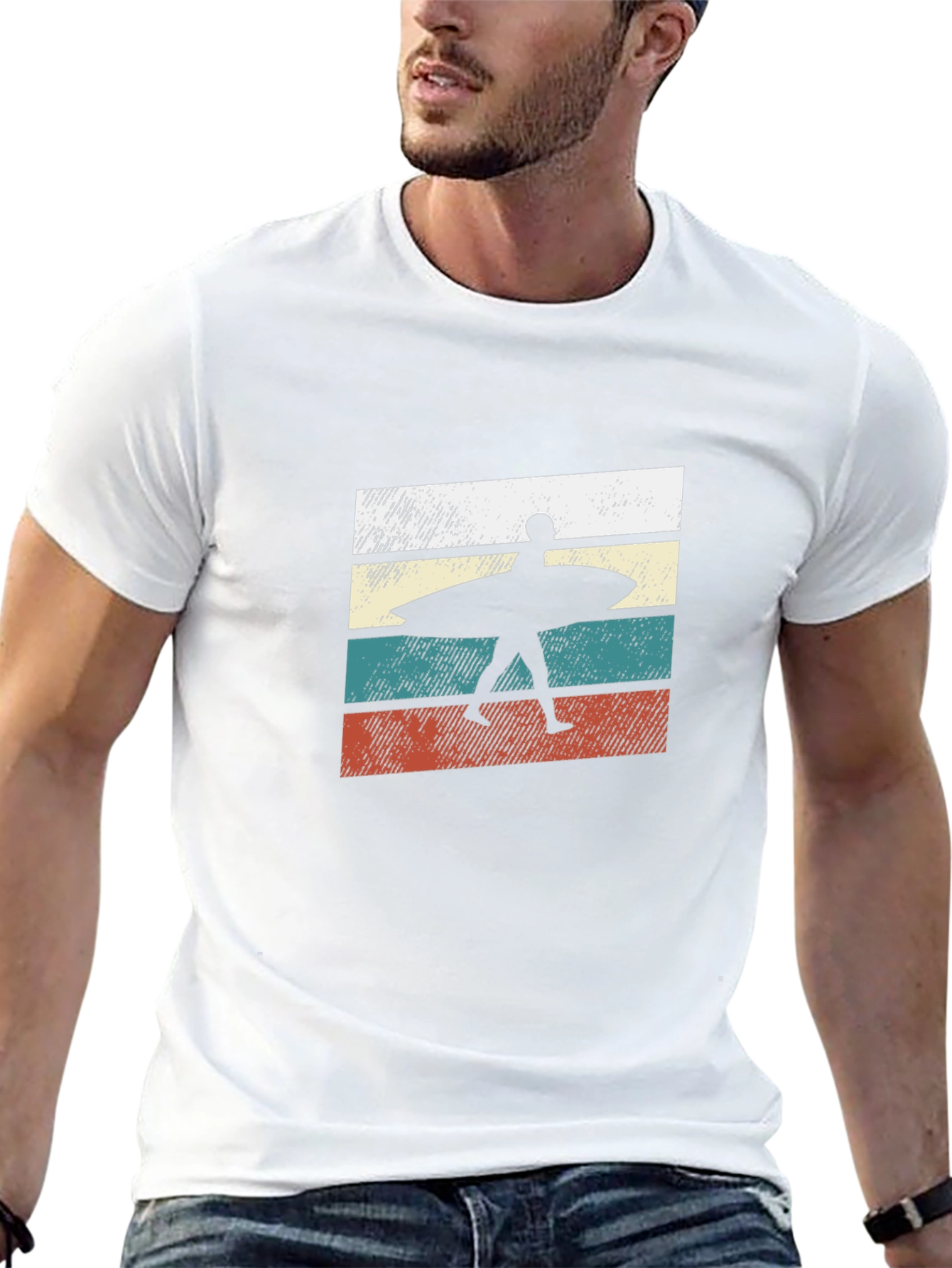 Retro Surfer Graphic Tee - Black Cotton T-Shirt