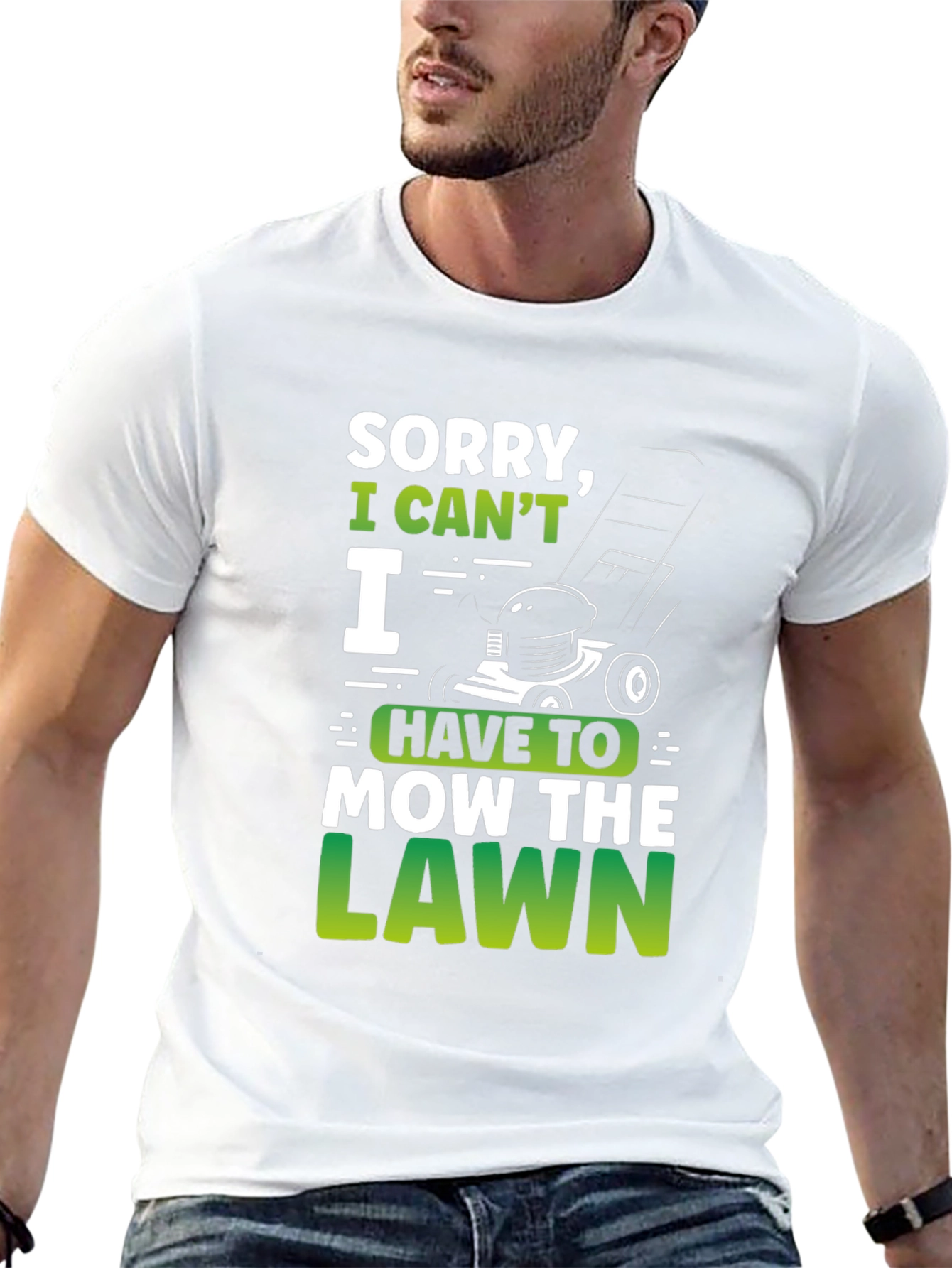 Funny Lawn Mowing T-Shirt: Sorry I Cant