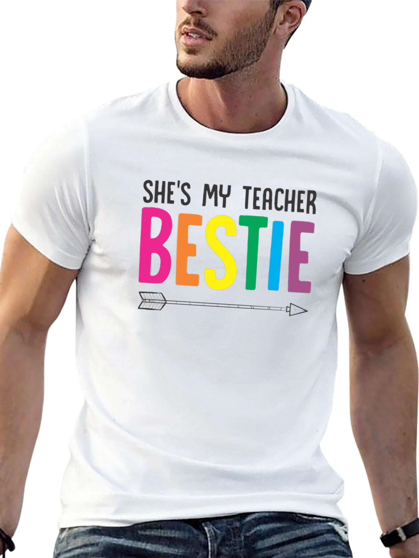 Shes My Teacher Bestie Black T-Shirt