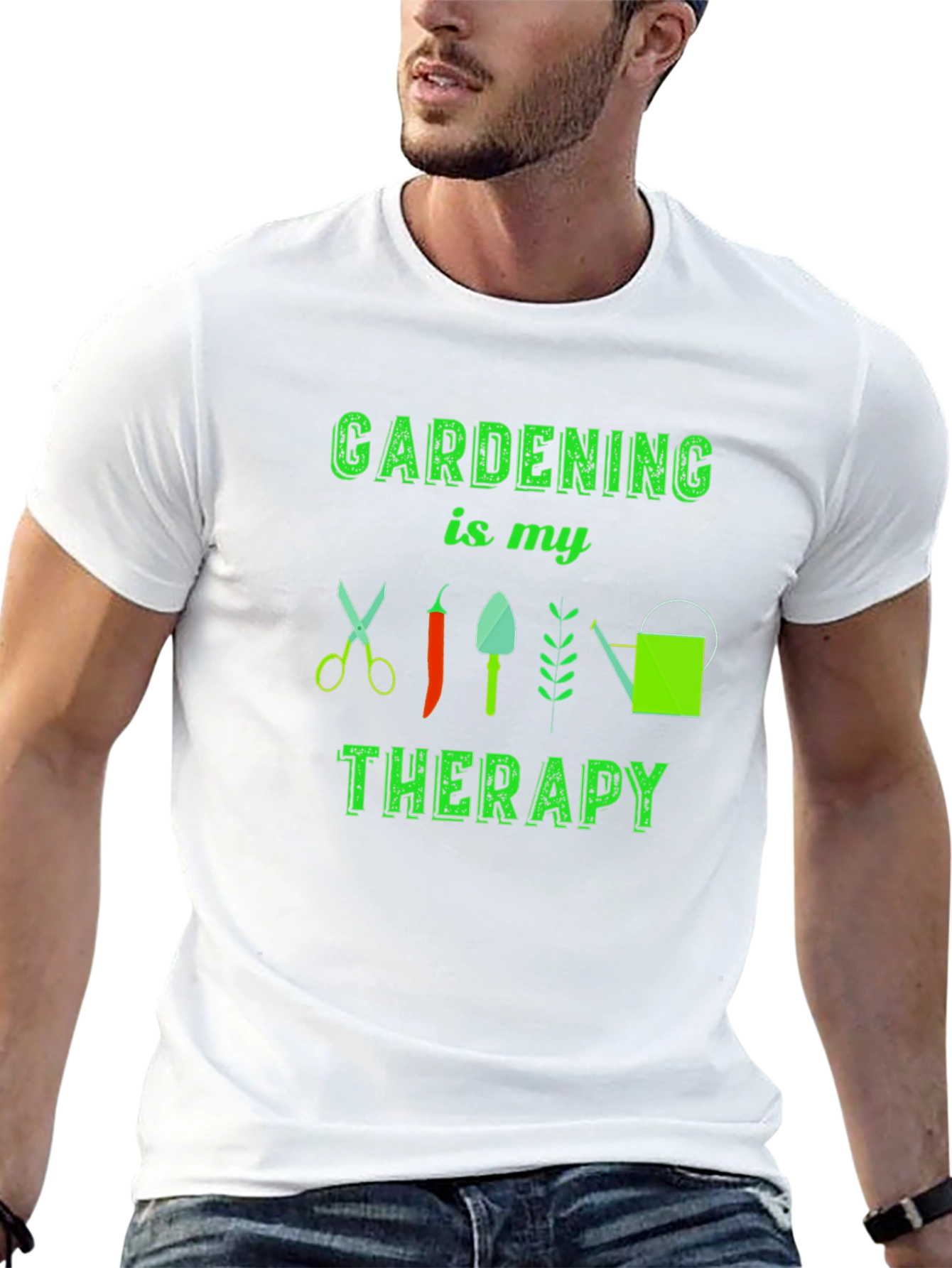 Gardening is my Therapy T-Shirt - Black Cotton Tee