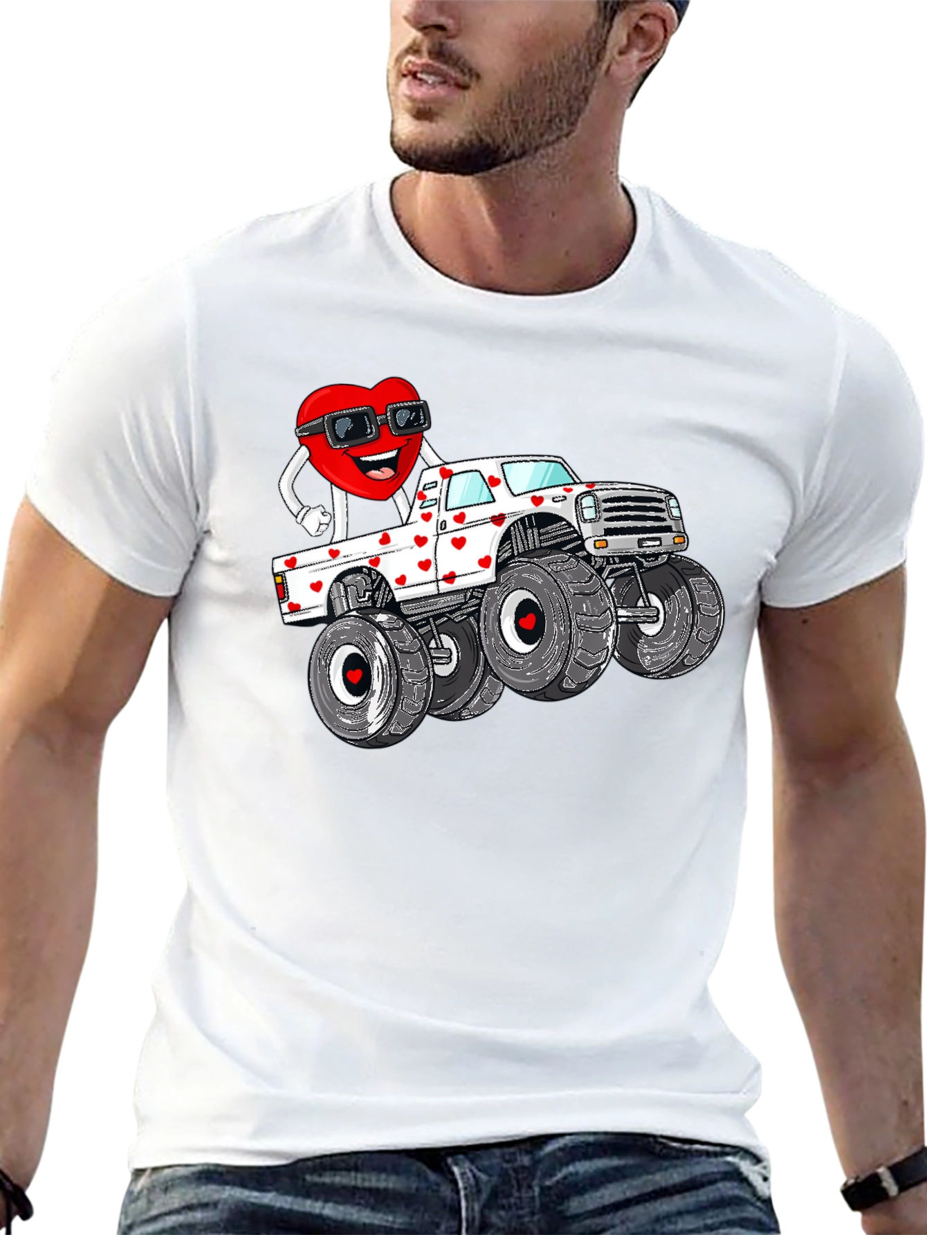 Monster Truck Valentines Day Graphic Tee