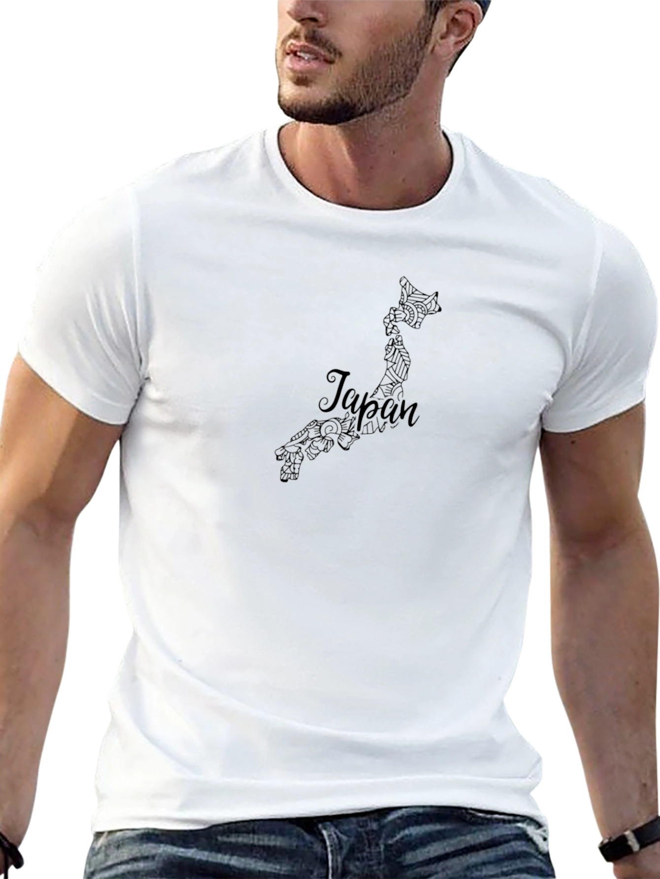 Japan Map Graphic Tee - Black Cotton T-Shirt