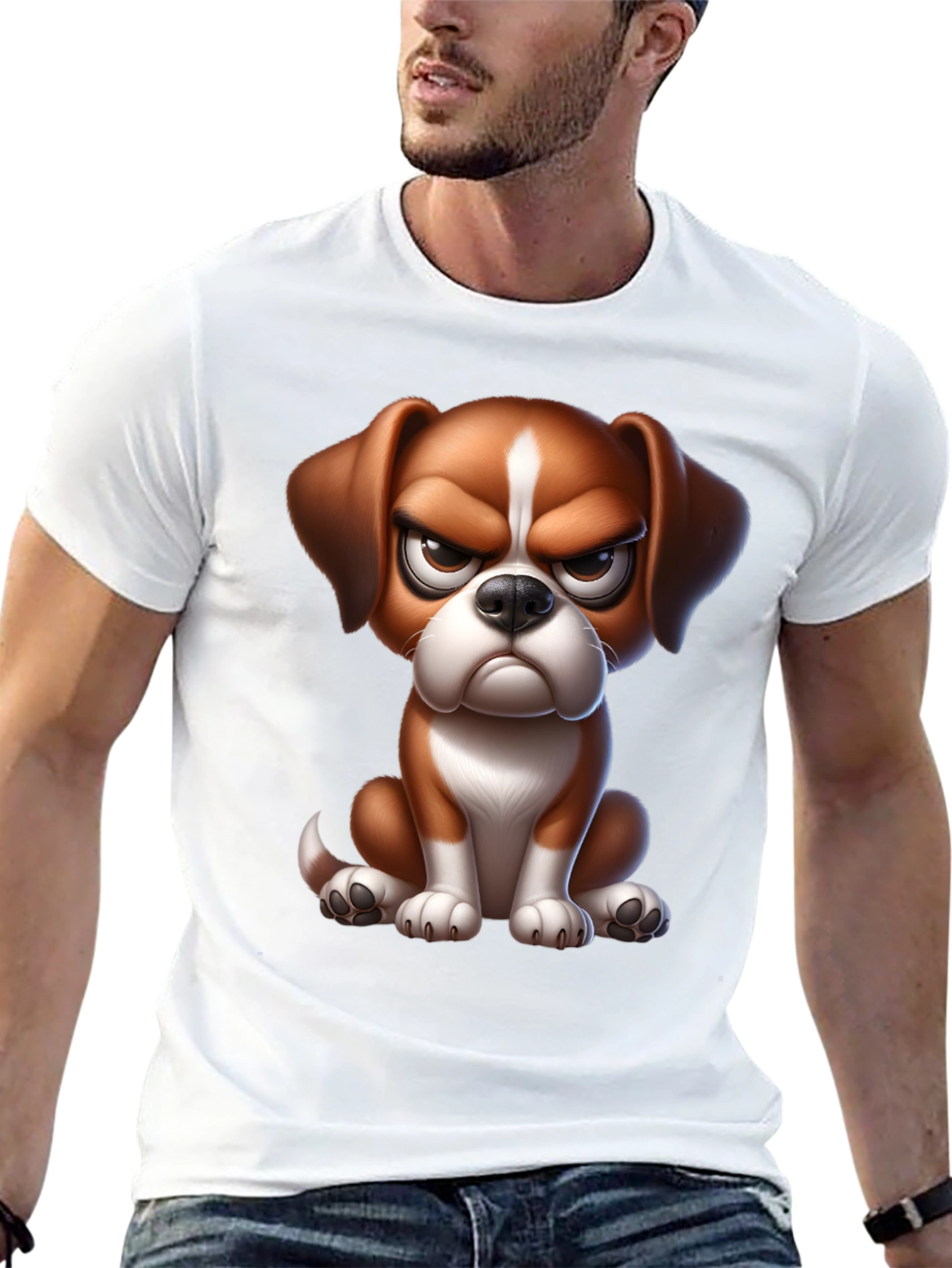 Grumpy Cartoon Dog Graphic Tee