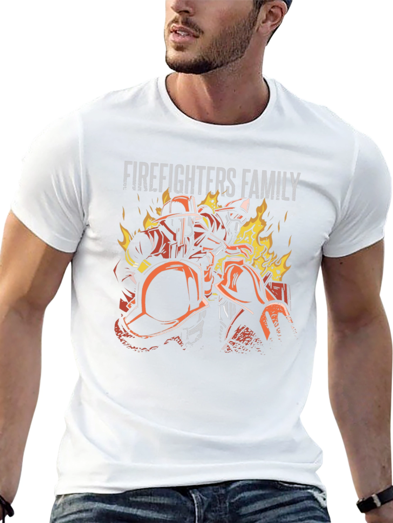 Firefighters Family Graphic Tee - Black Cotton T-Shirt