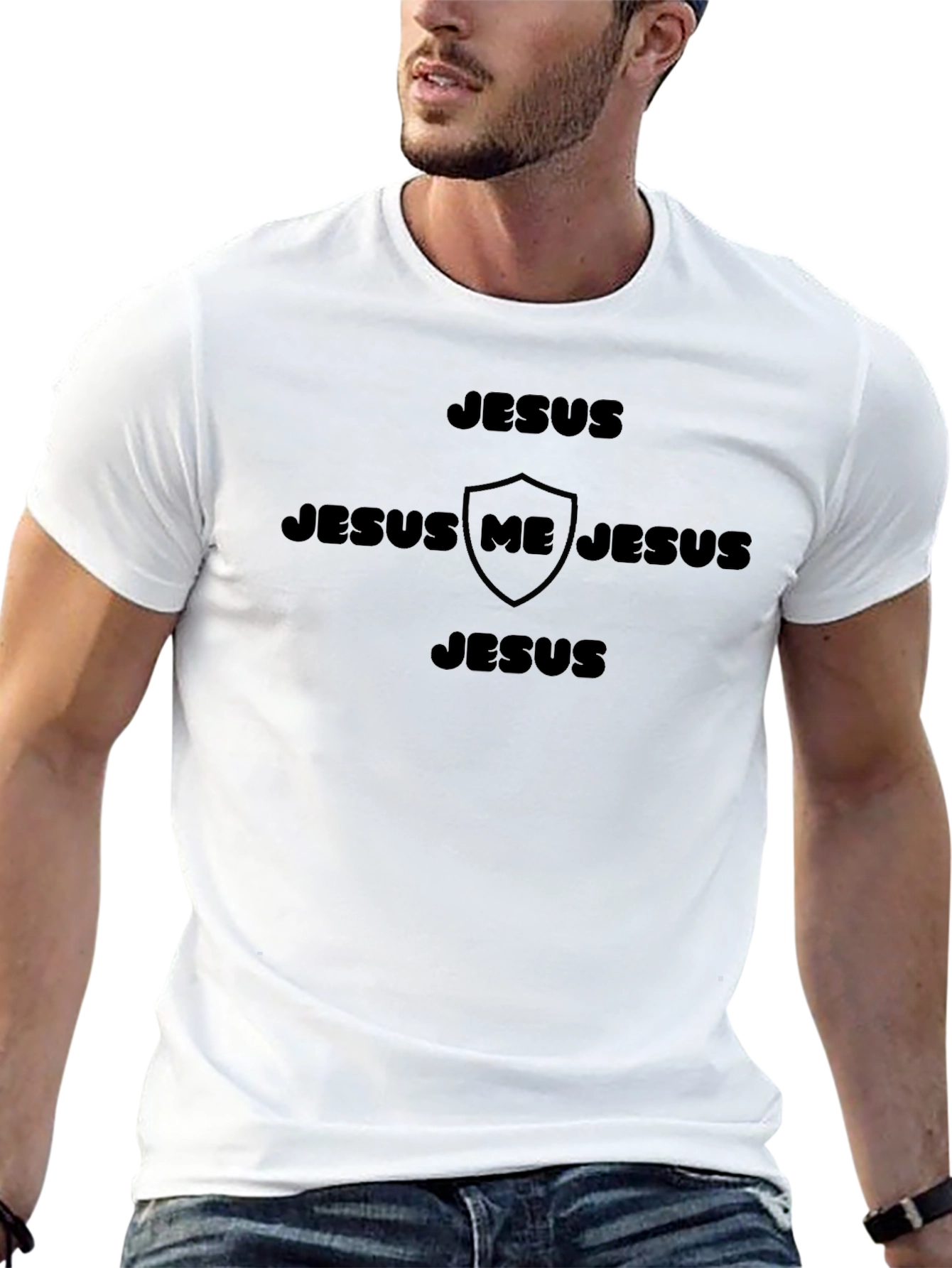 Jesus Shield Graphic T-Shirt - Faith Inspired Tee