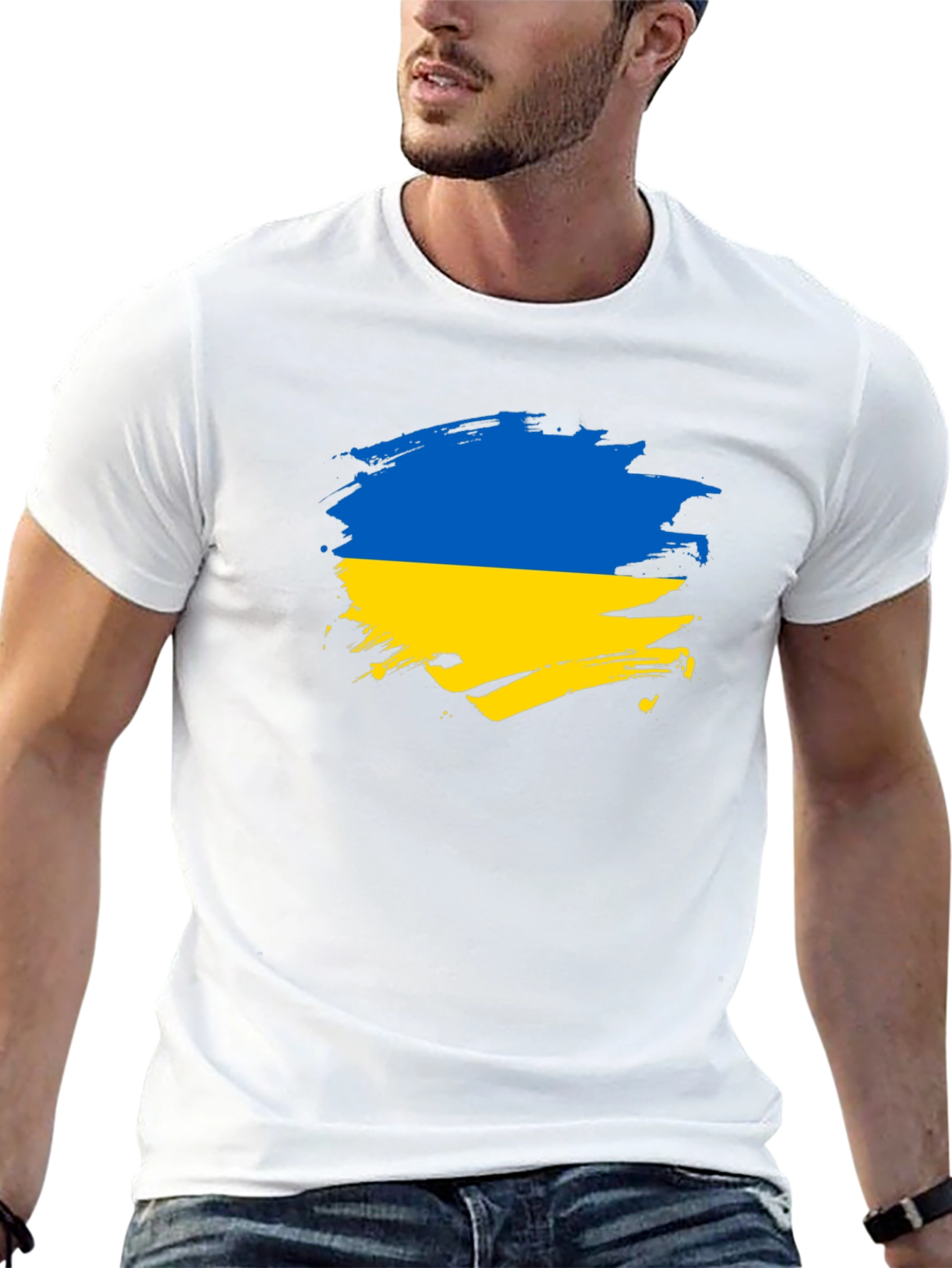 Ukraine Flag Brushstroke T-Shirt - Support Ukraine