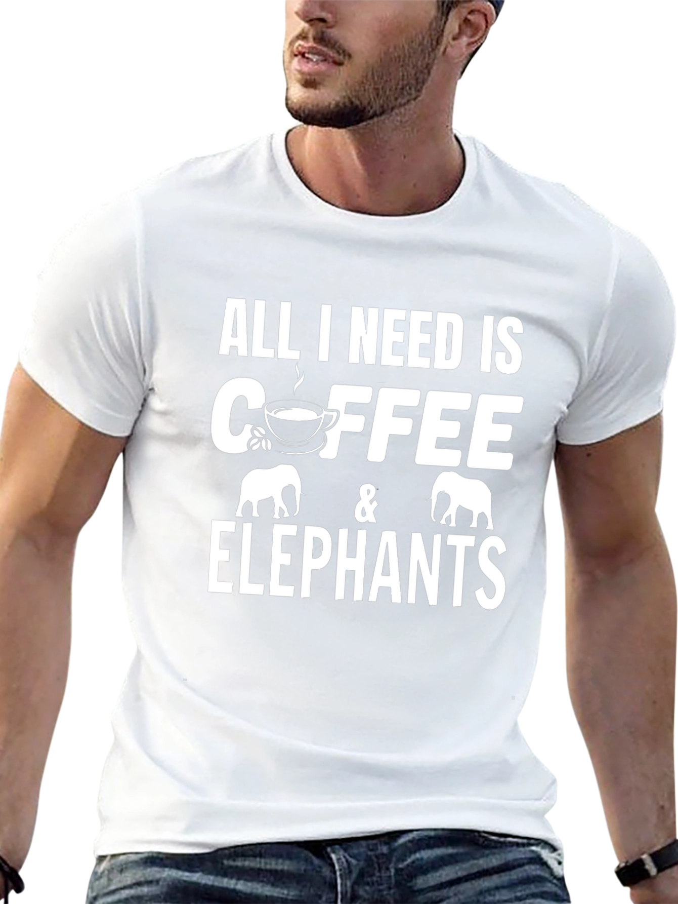 Coffee and Elephants Graphic T-Shirt