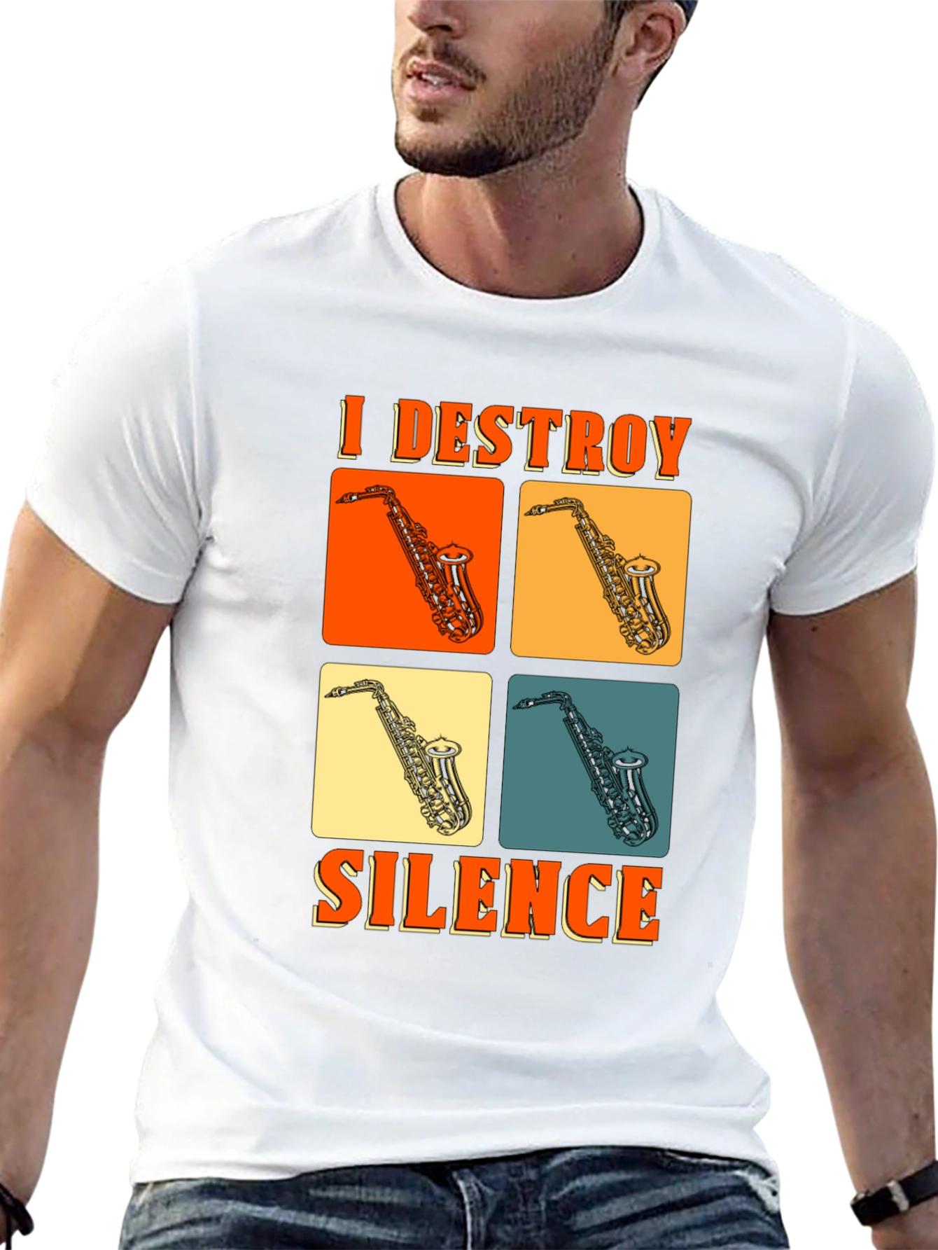 I Destroy Silence Saxophone Graphic T-Shirt