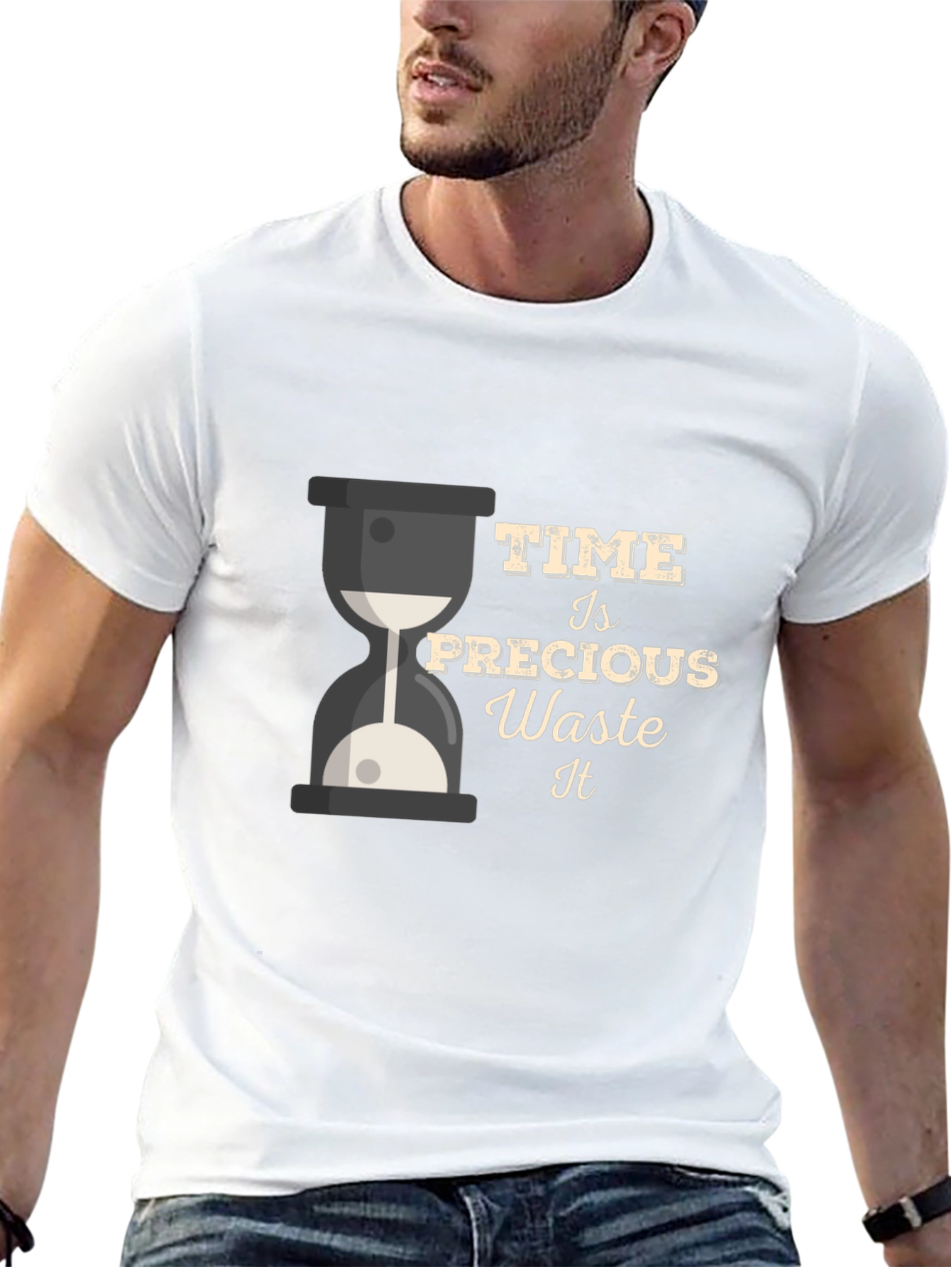 Time Is Precious Mens Black T-Shirt