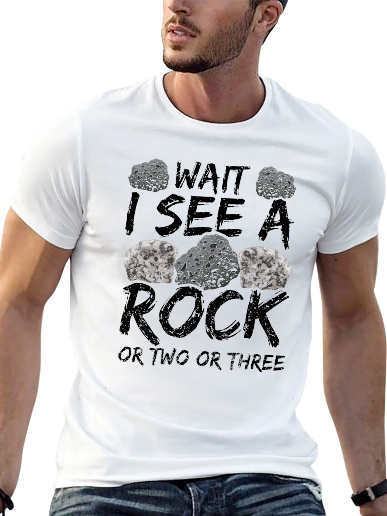 Wait I See a Rock Mens Black T-Shirt