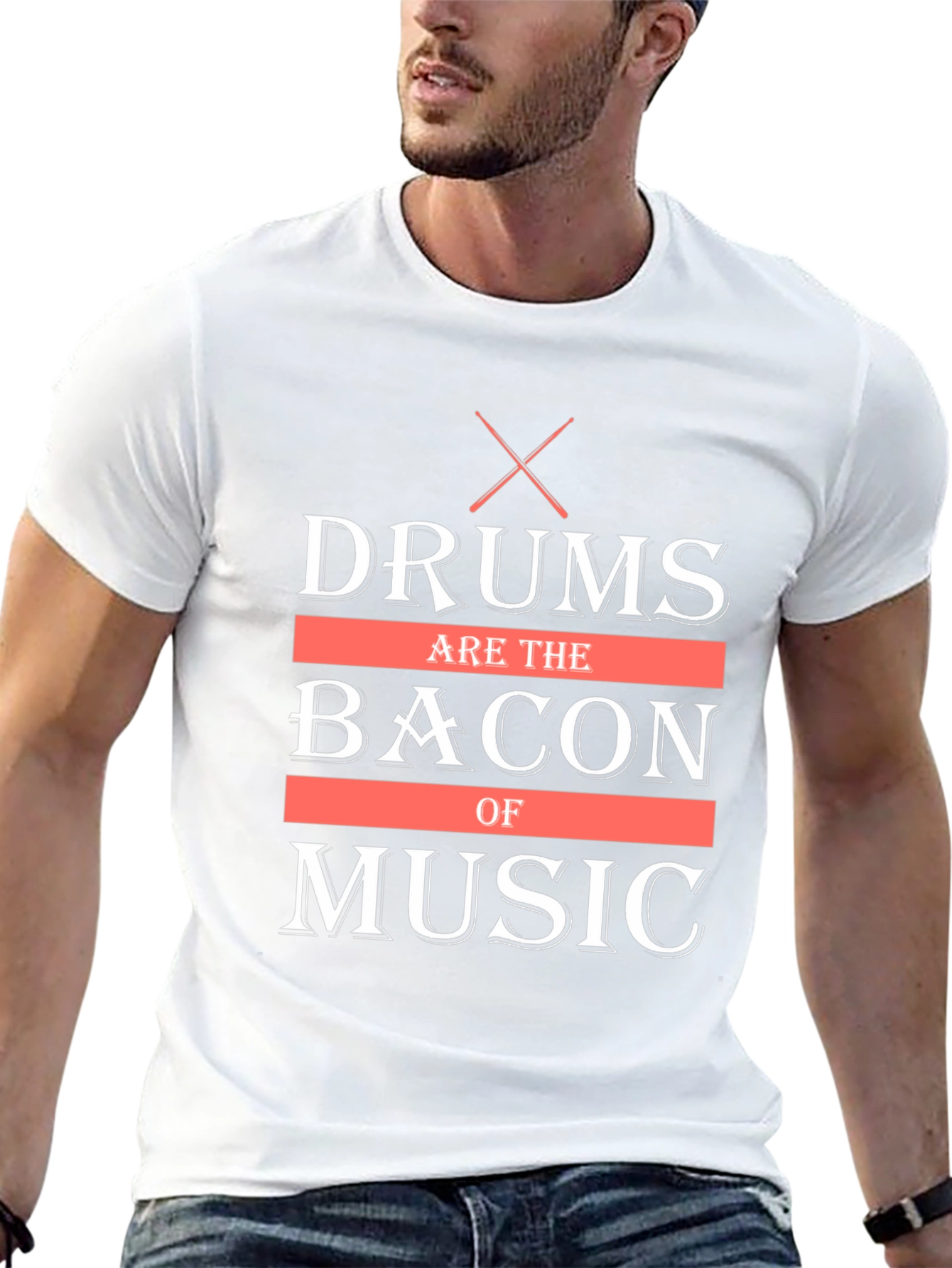 Drums Are The Bacon of Music Black T-Shirt