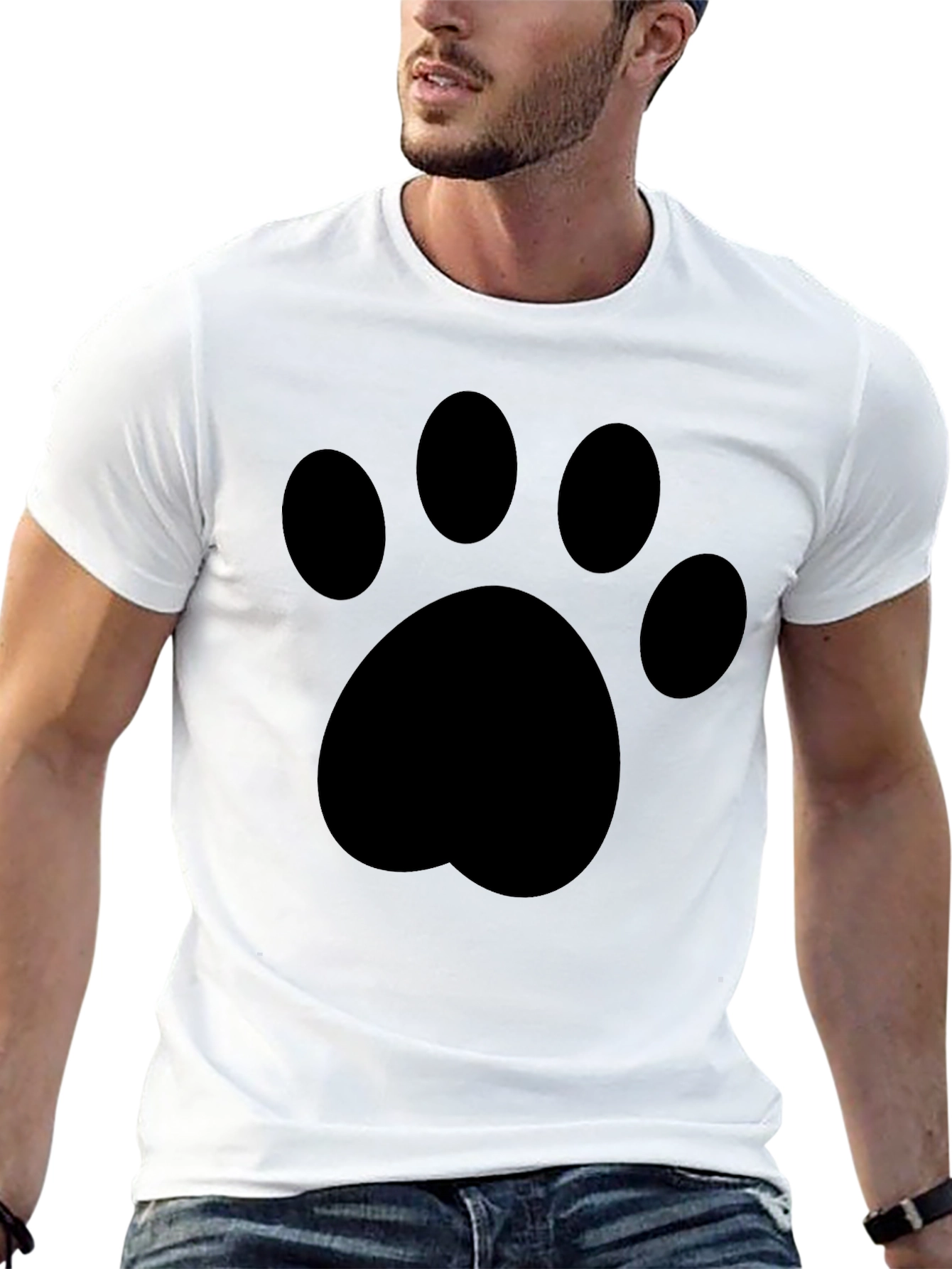 Black T-Shirt with Paw Print Graphic