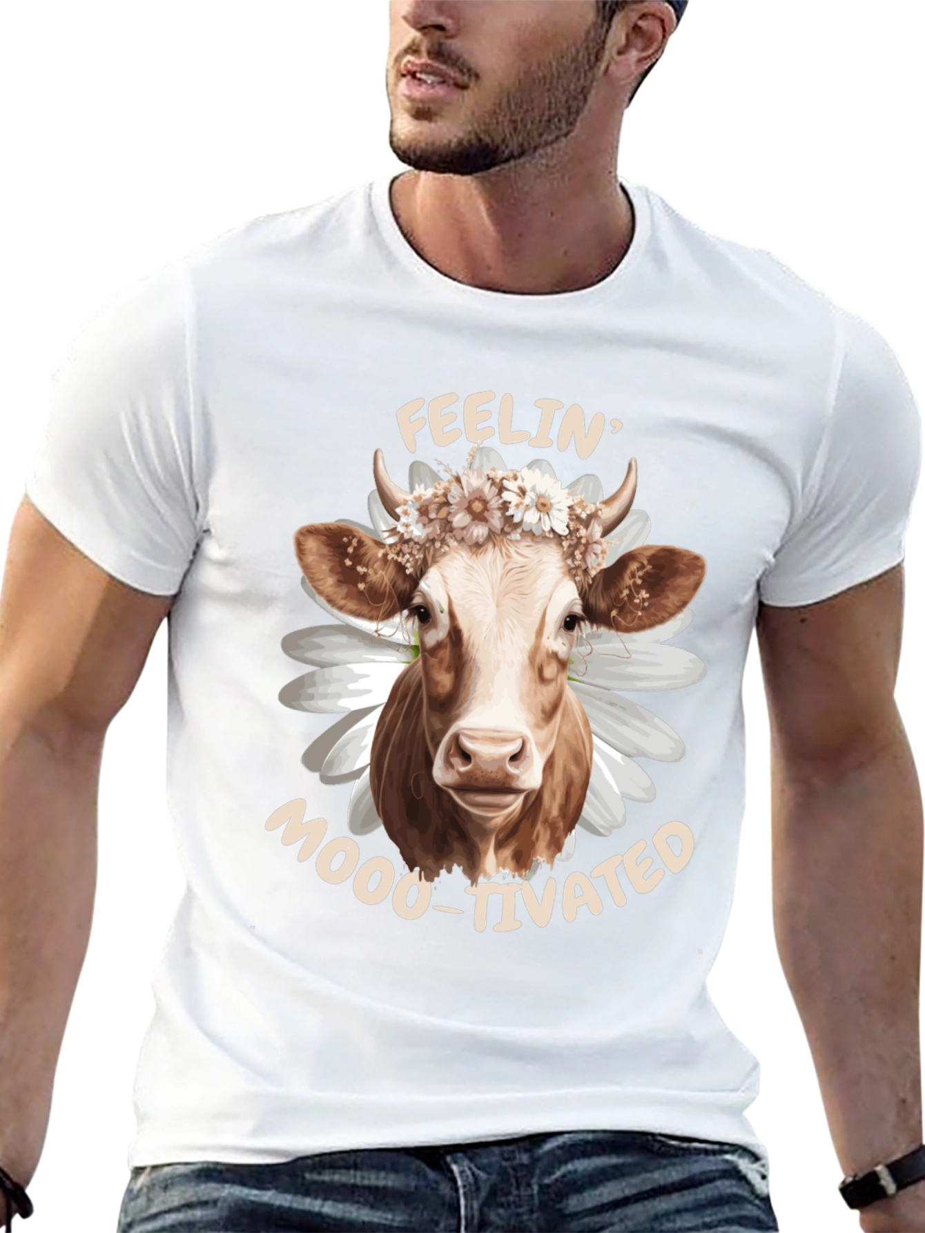 Feelin Moo-tivated Cow Graphic Tee