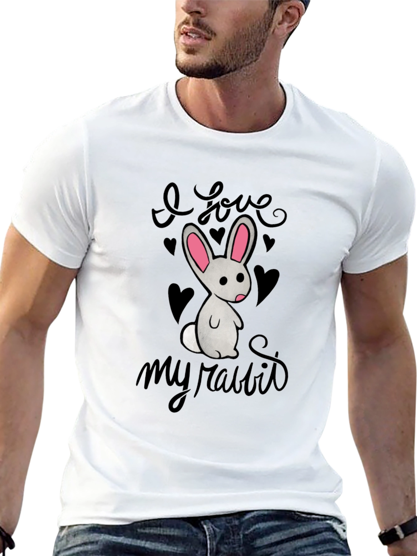 I Love My Rabbit - Graphic T-Shirt - Black