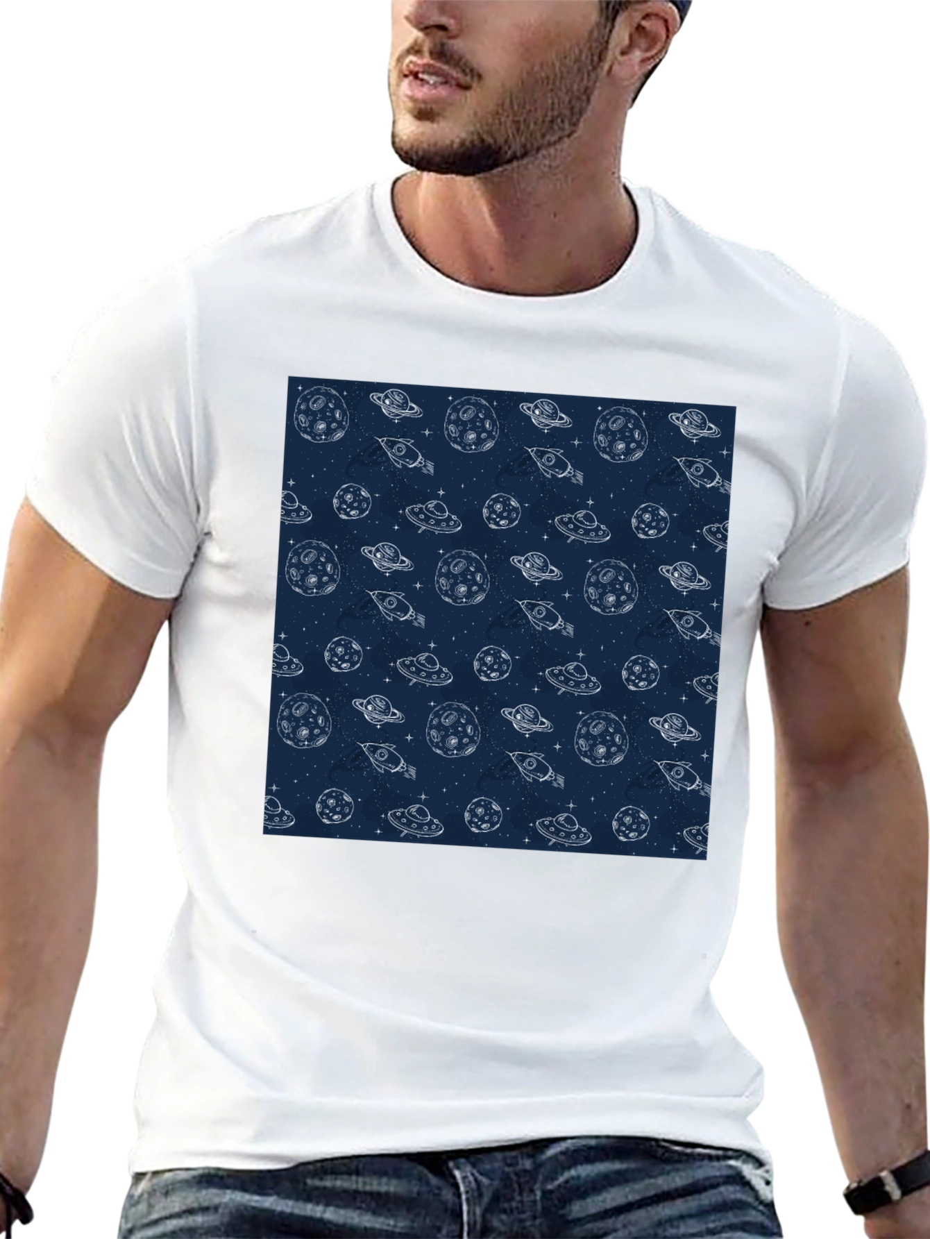 Cosmic Dreams T-Shirt - Space Pattern Tee