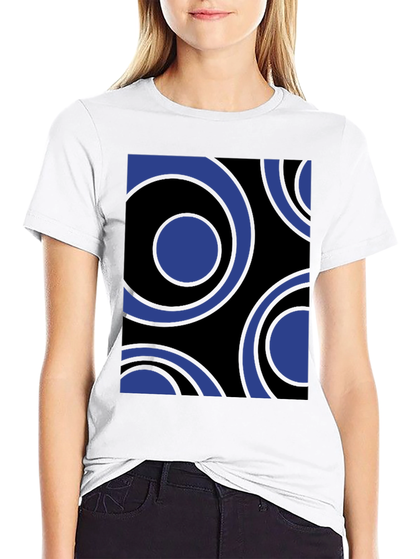 Retro Circle Pattern Black Tee