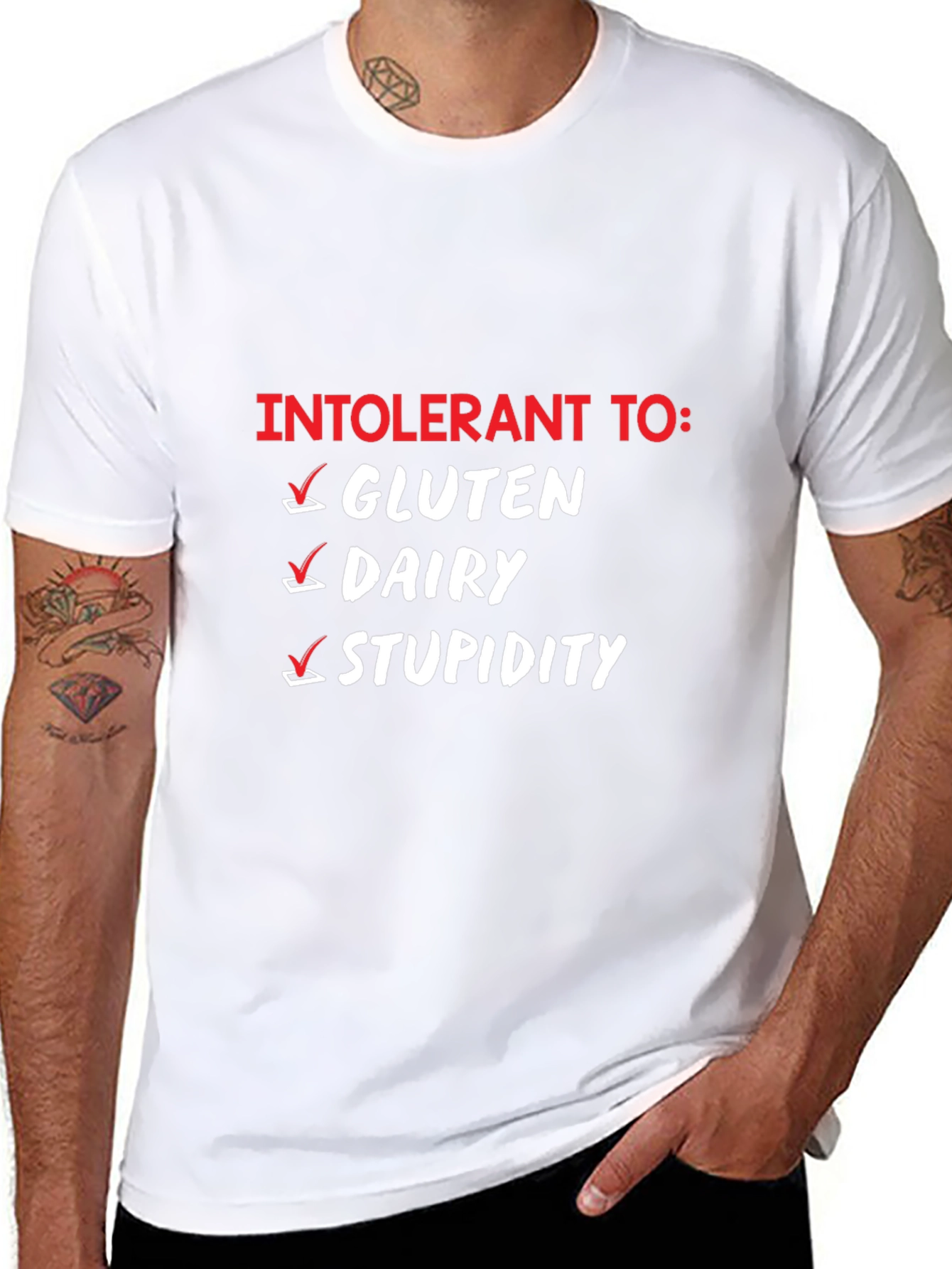 Intolerant To Gluten Dairy Stupidity T-Shirt