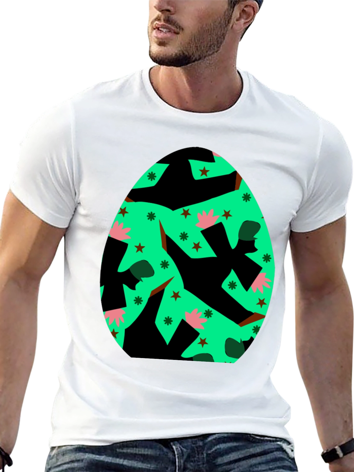 Novelty Easter Egg Graphic Tee - Black