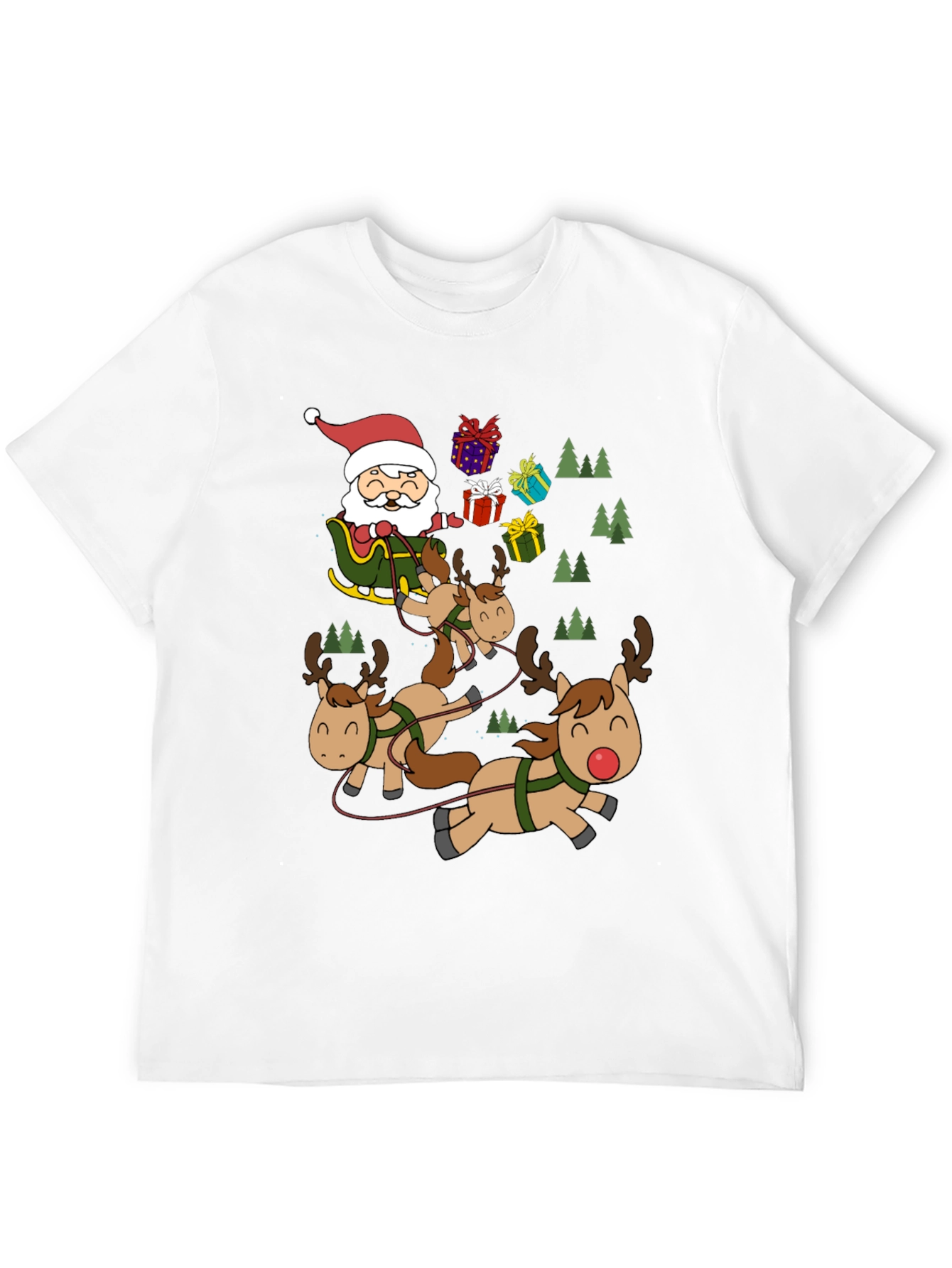 Santas Reindeer Crew Neck T-Shirt