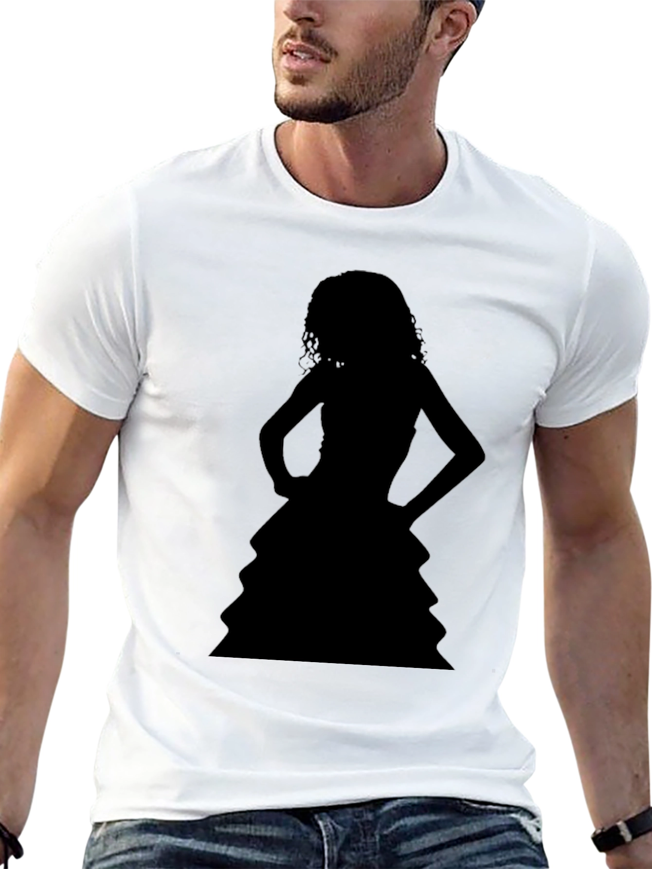 Silhouette Dress Graphic Black T-Shirt
