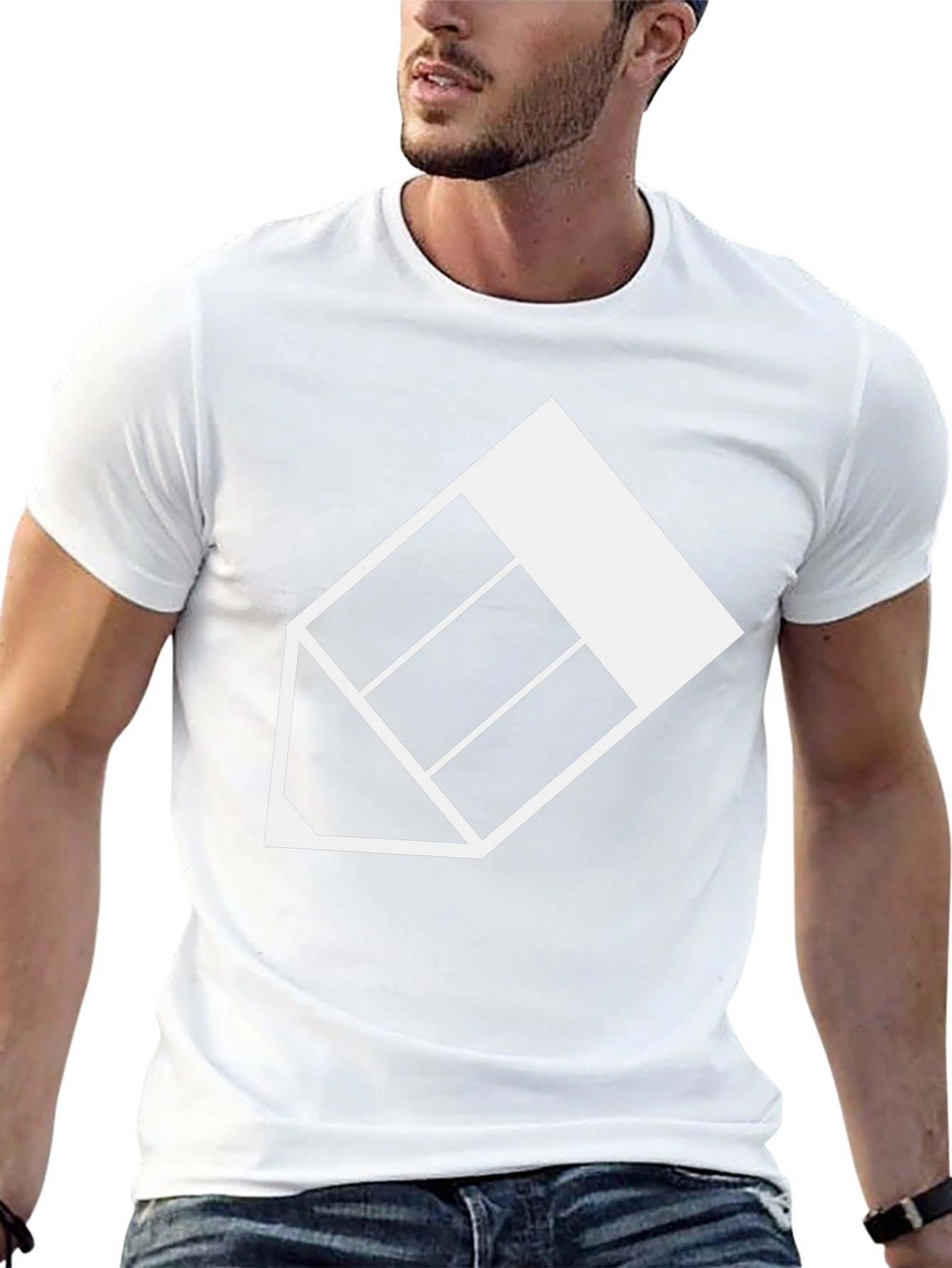 Modern Geometric Pencil Graphic Tee - Black