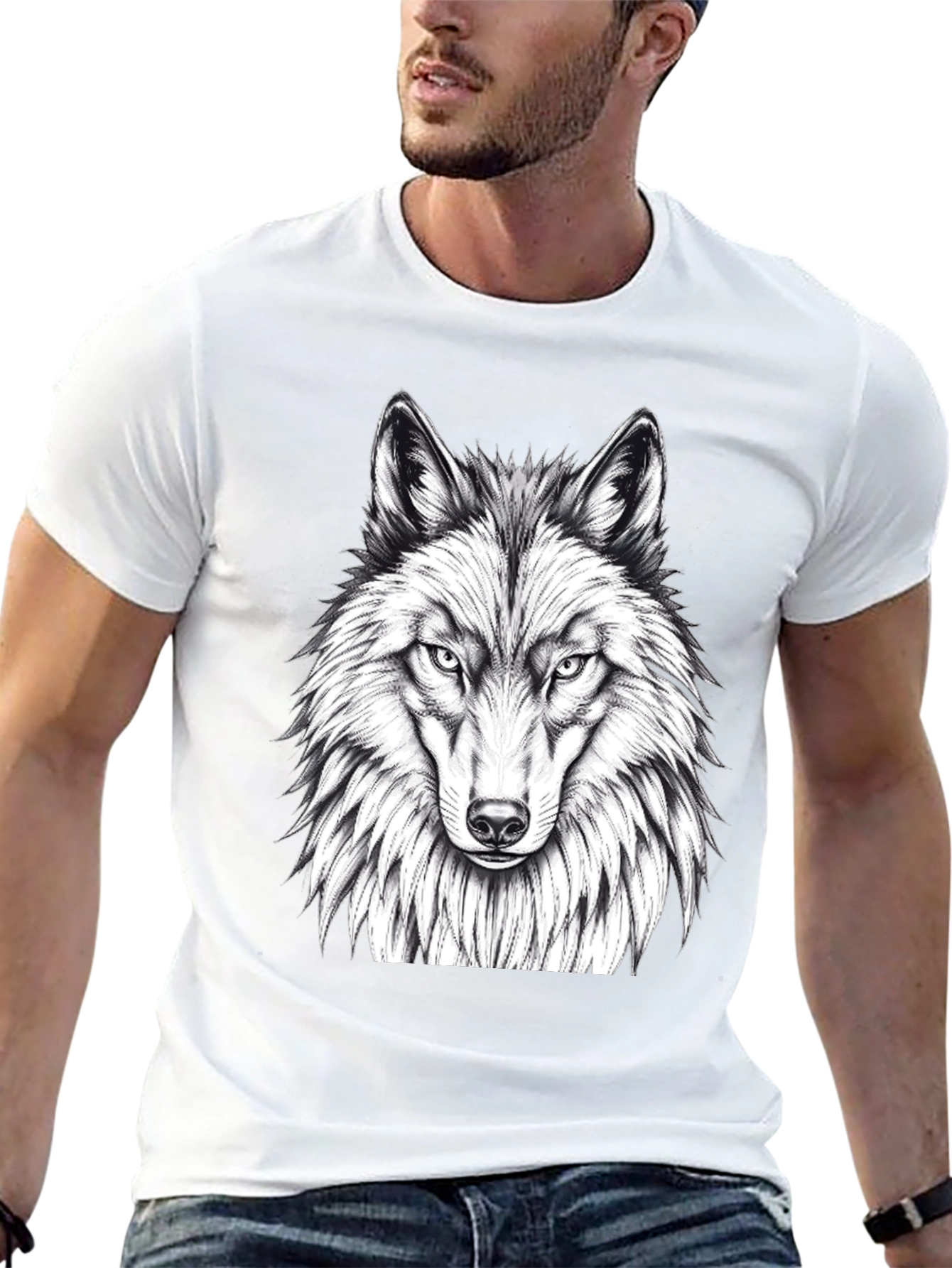 Wolf Graphic Tee - Black Crew Neck T-Shirt
