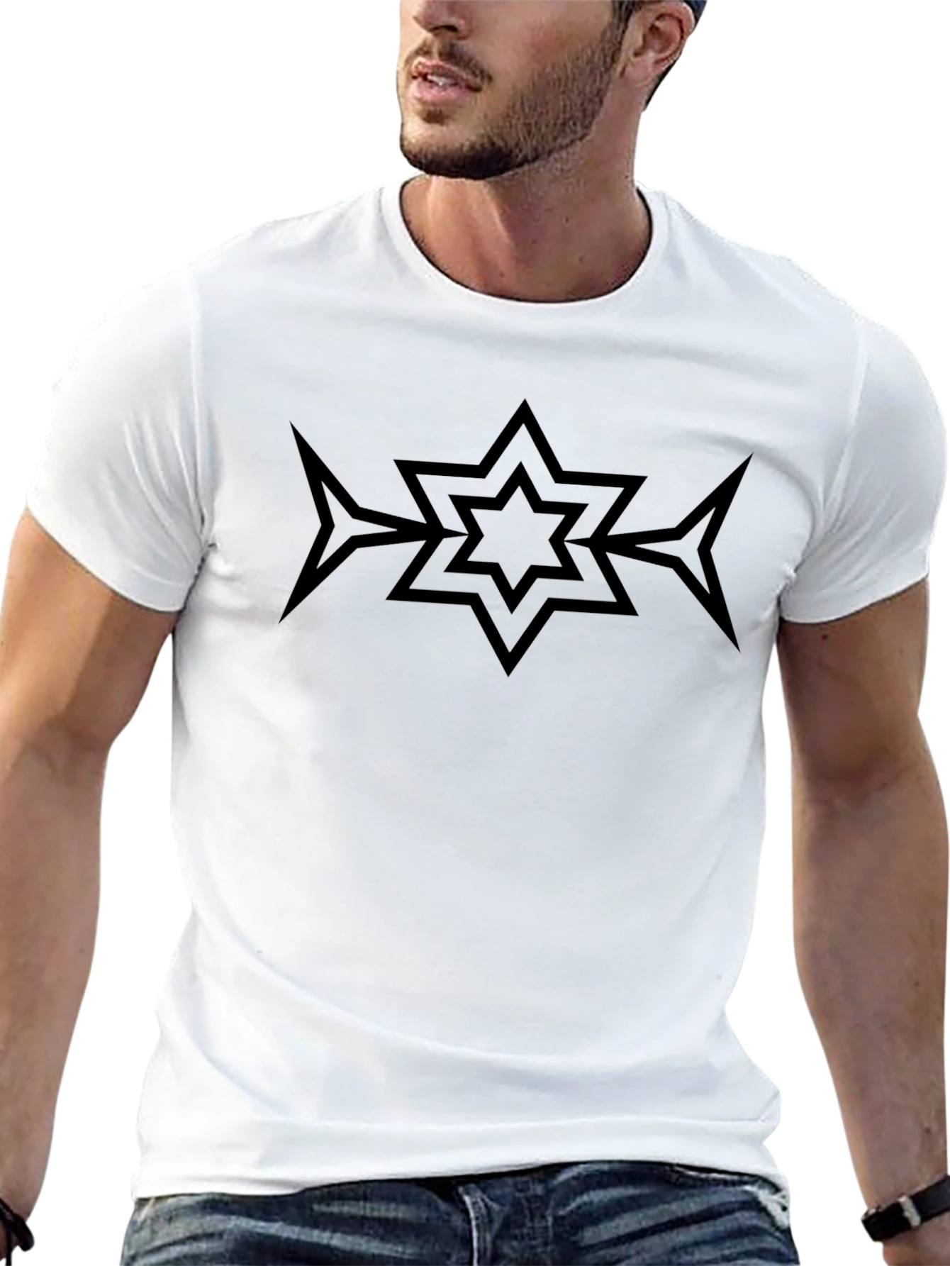 Black Graphic Tee - Star Arrow Design