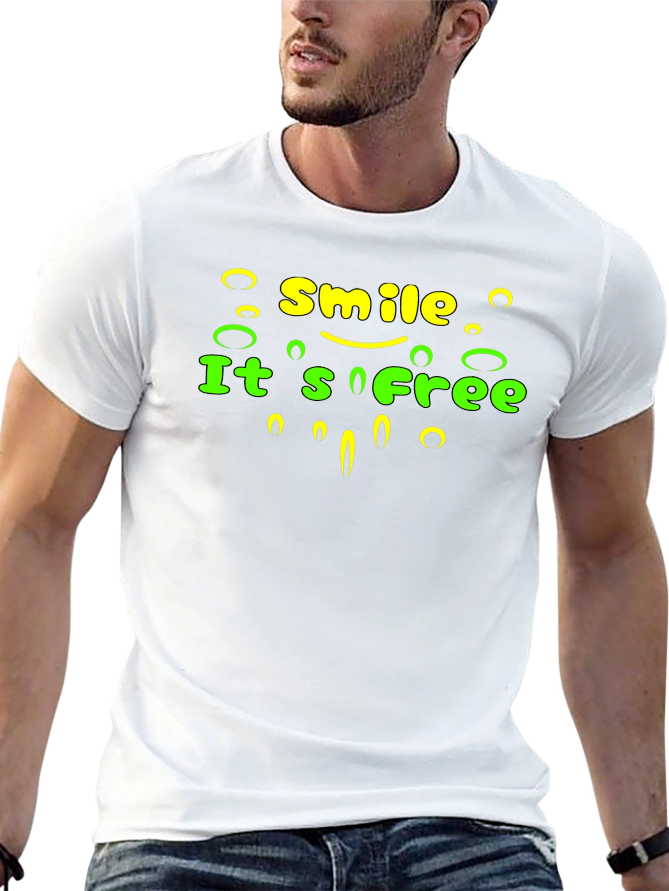 Smile Its Free Graphic Tee - Black Cotton T-Shirt