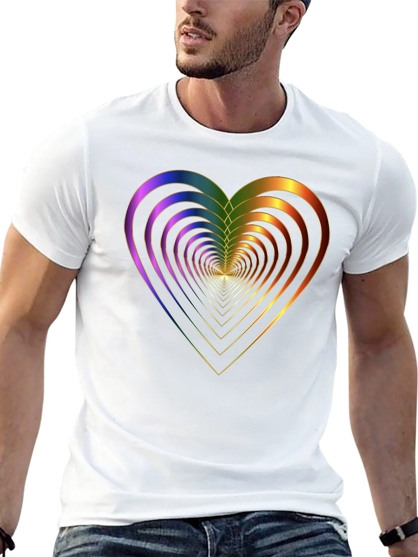 Rainbow Heart Tunnel Graphic T-Shirt